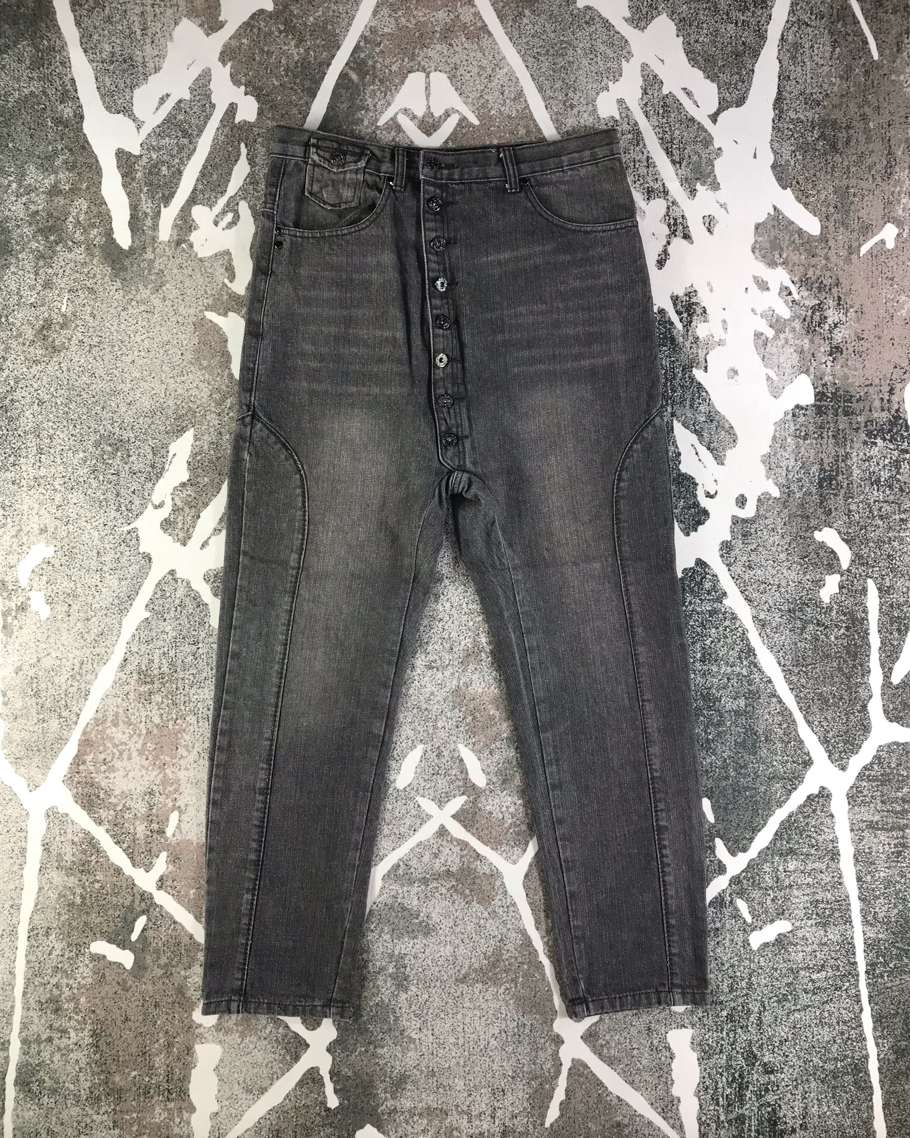 image of Vintage Japanese Weird Jeans Faded Black Denim Kj2536, Men's (Size 34)