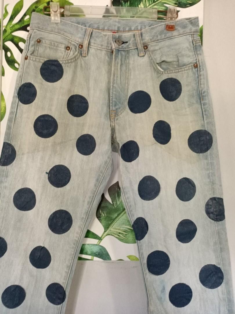Japanese Brand × Uniqlo Japanese Uniqlo UJ Polka Dot Paint Custom Jeans Size US 33 - 2 Thumbnail