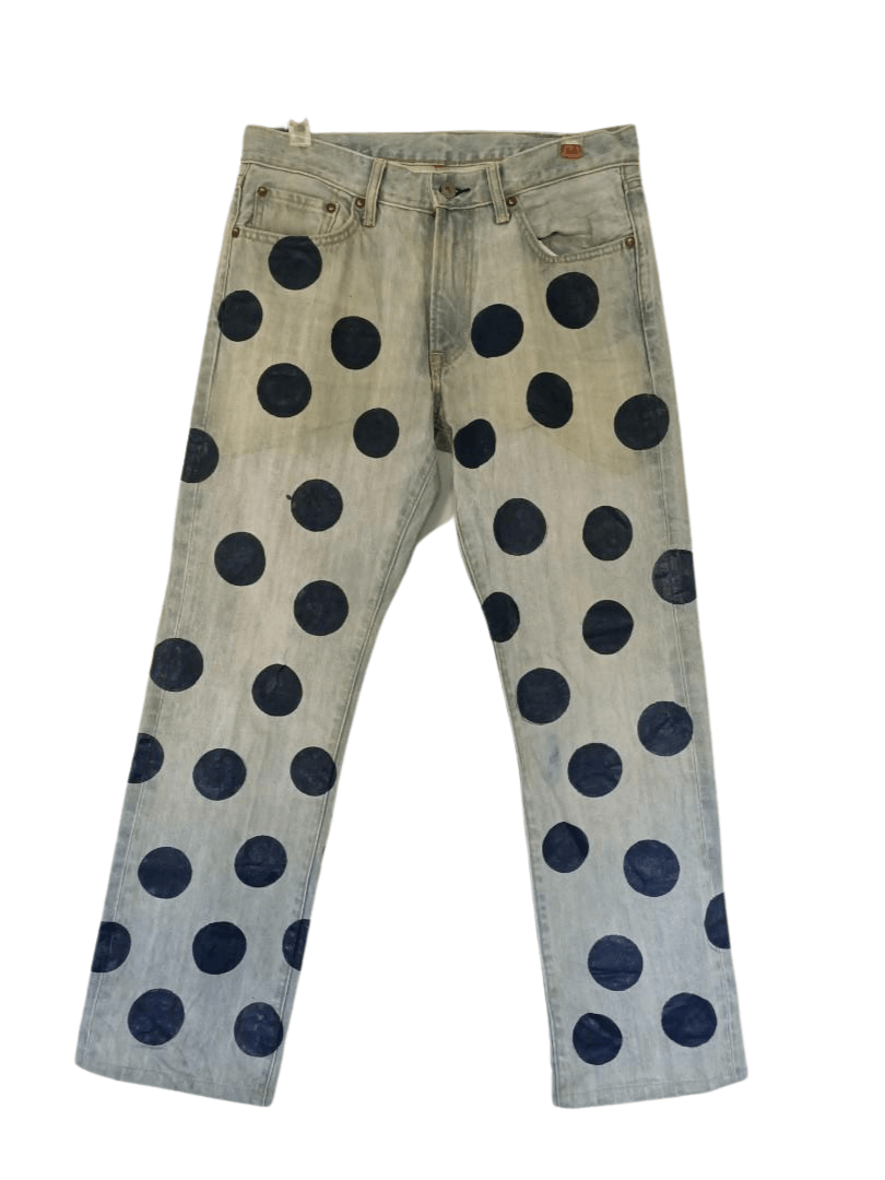 Japanese Brand × Uniqlo Japanese Uniqlo UJ Polka Dot Paint Custom Jeans Size US 33 - 1 Thumbnail