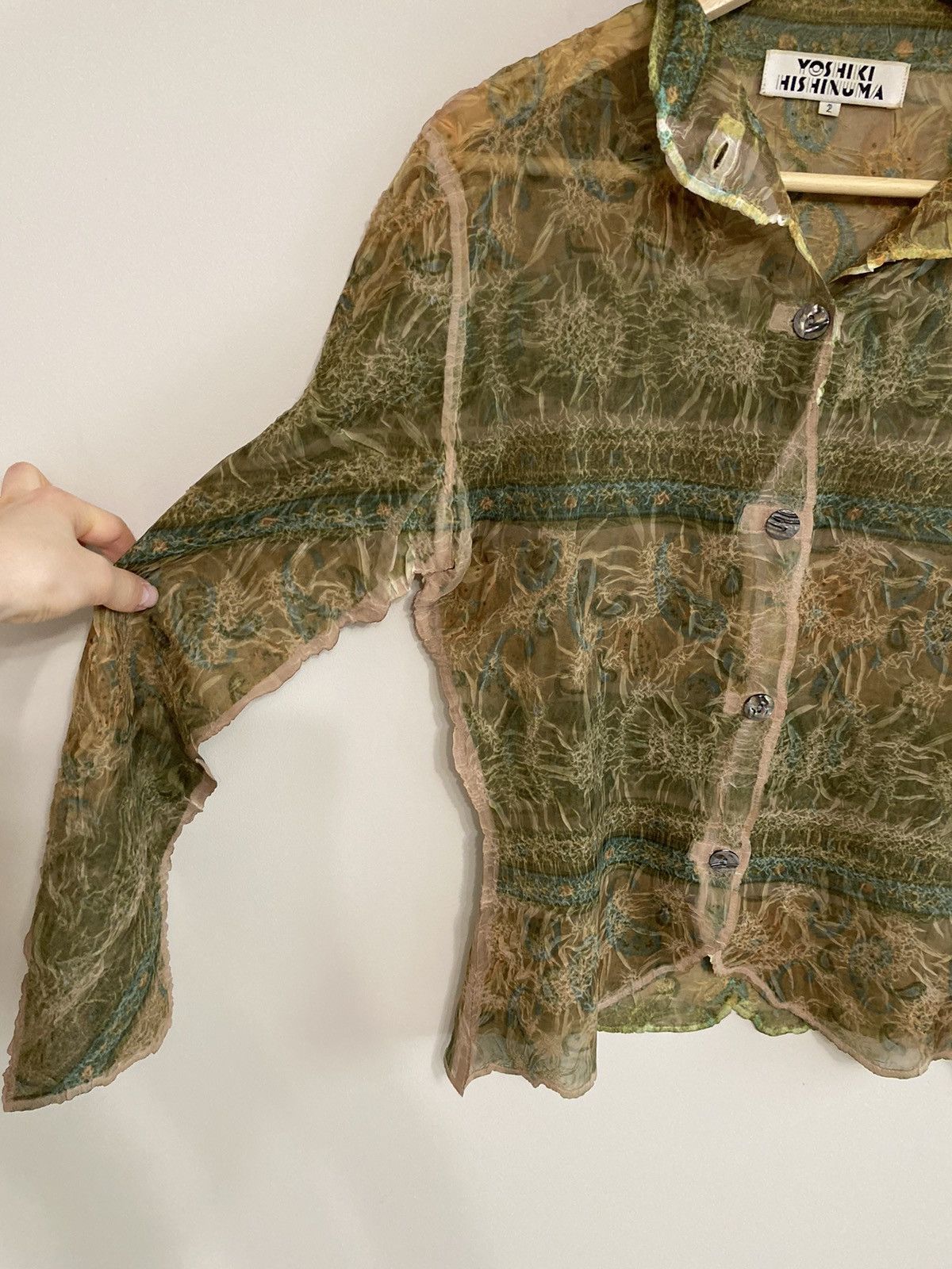 Japanese Brand 90's archive Yoshiki Hishinuma shiny pleated shirt Size S / US 4 / IT 40 - 3 Thumbnail