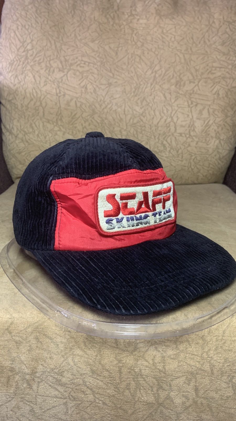 Vintage 90s Staff Skiing Team Corduroy Earflap Cap