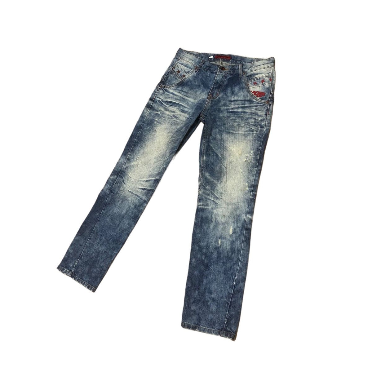 Japanese Brand Vintage 32x29 Rocker Distressed Embroidery Star Punk Style Size US 32 / EU 48 - 5 Thumbnail