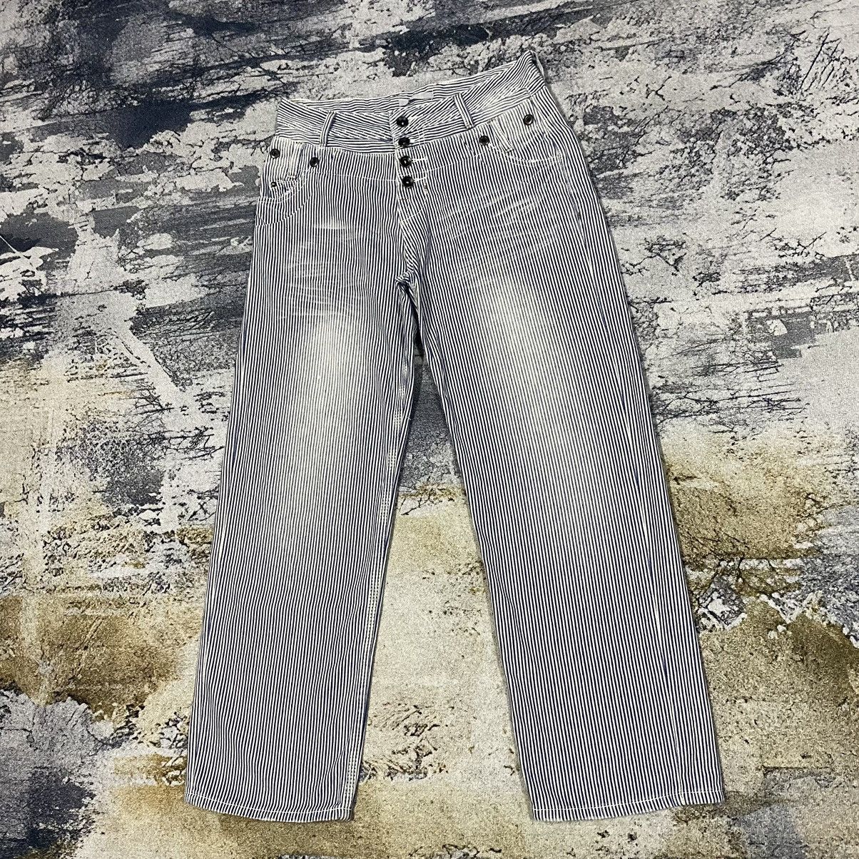 Japanese Brand Steals🔥Vintage Faded Double Waist Hickory Stripes Pants Size US 31 - 5 Thumbnail