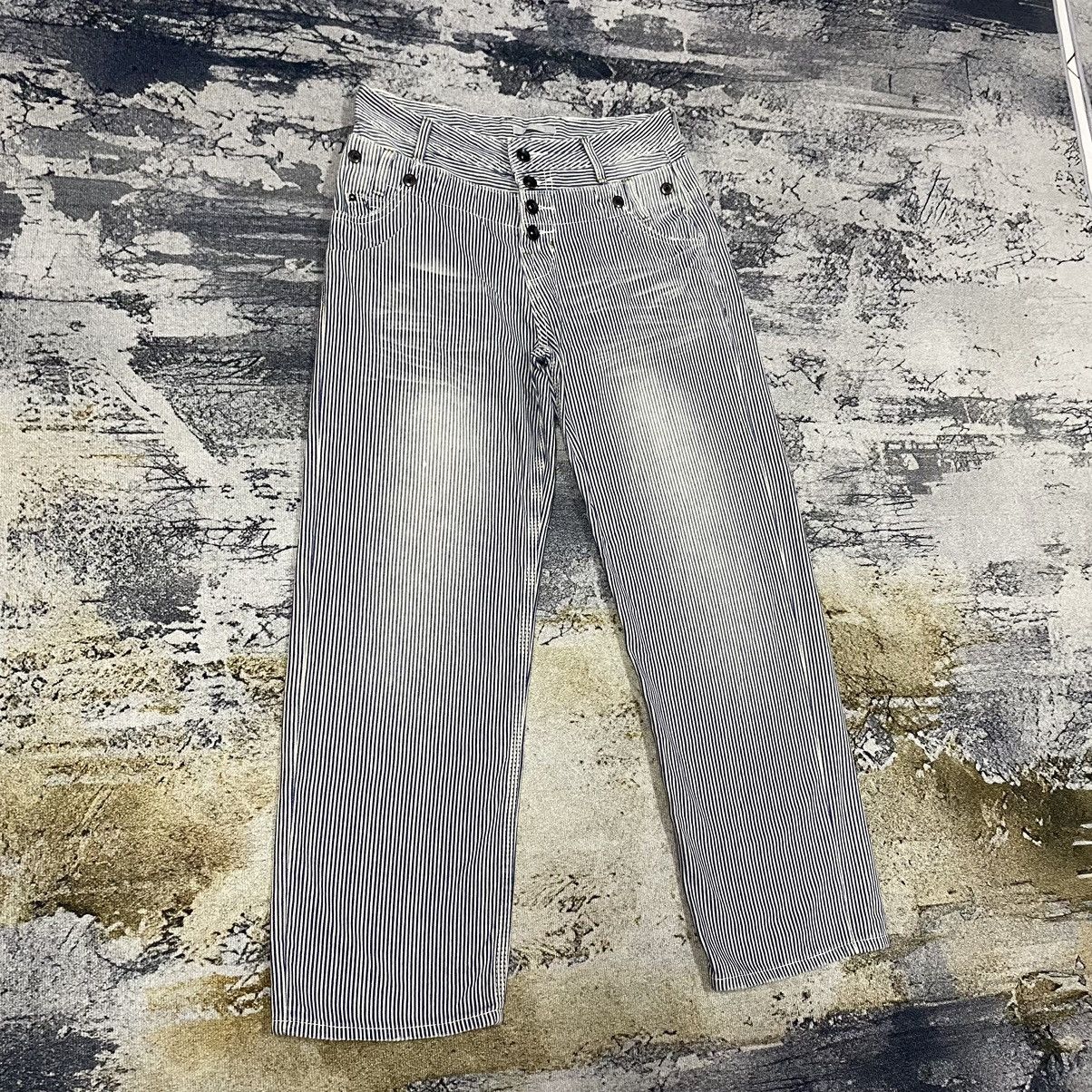 Japanese Brand Steals🔥Vintage Faded Double Waist Hickory Stripes Pants Size US 31 - 4 Thumbnail