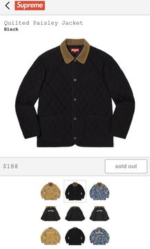 Supreme Quilted Paisley Jacket Black | Grailed