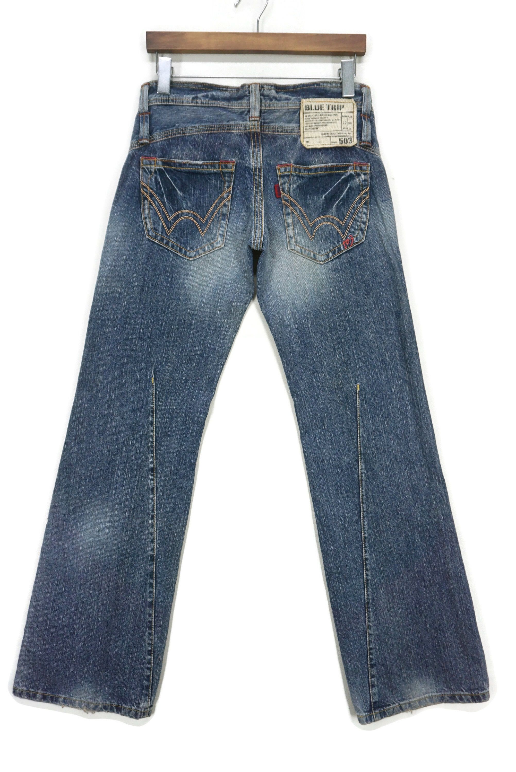 image of Edwin x Rodeo Hickory Dungarees 503 Blue Trip Workwear Pants Made In Japan, Men's (Size 29)
