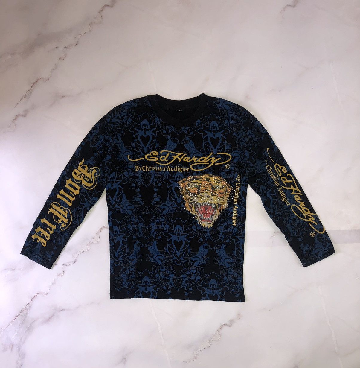 Vintage Ed Hardy crazy printed Long sleeve