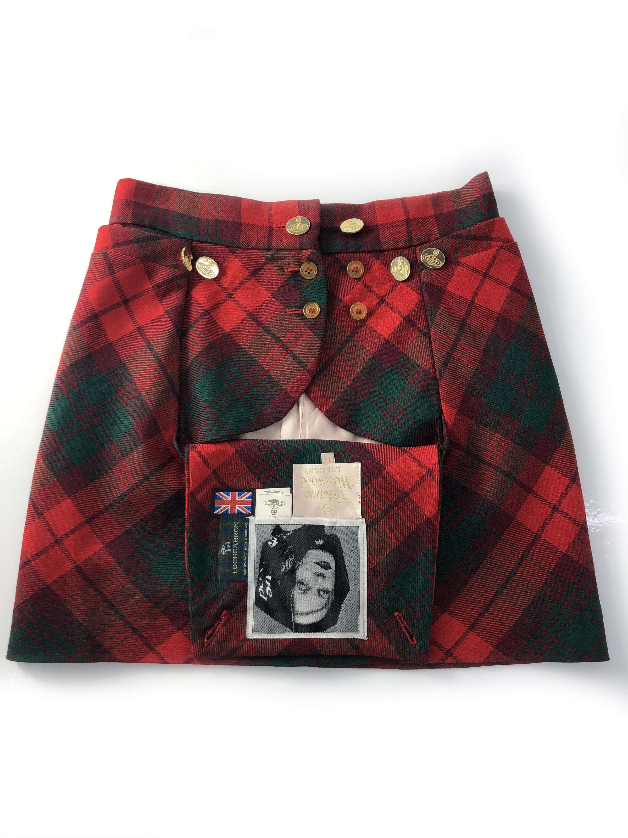 image of Vivienne Westwood Red Macpoiret Tartan Skirt in Red Tartan, Men's (Size 29)
