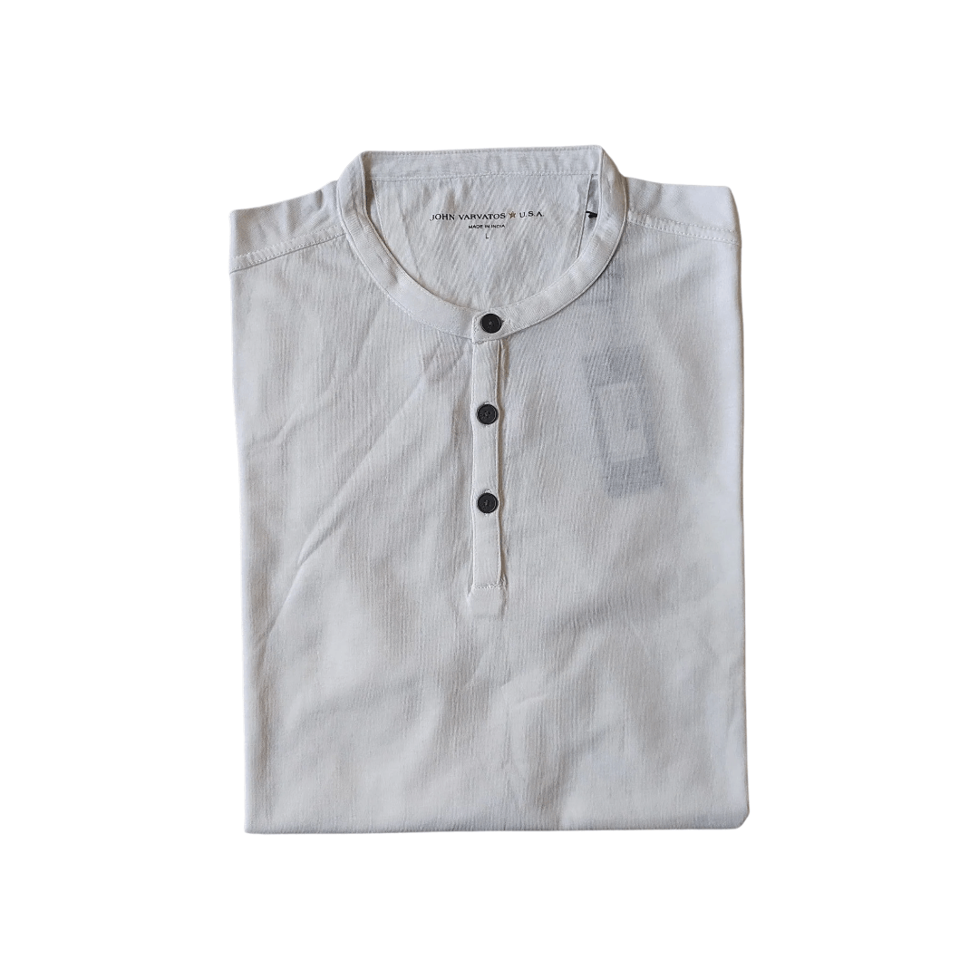 John Varvatos Duke Henley T shirt Optic White $109 IFD 0205