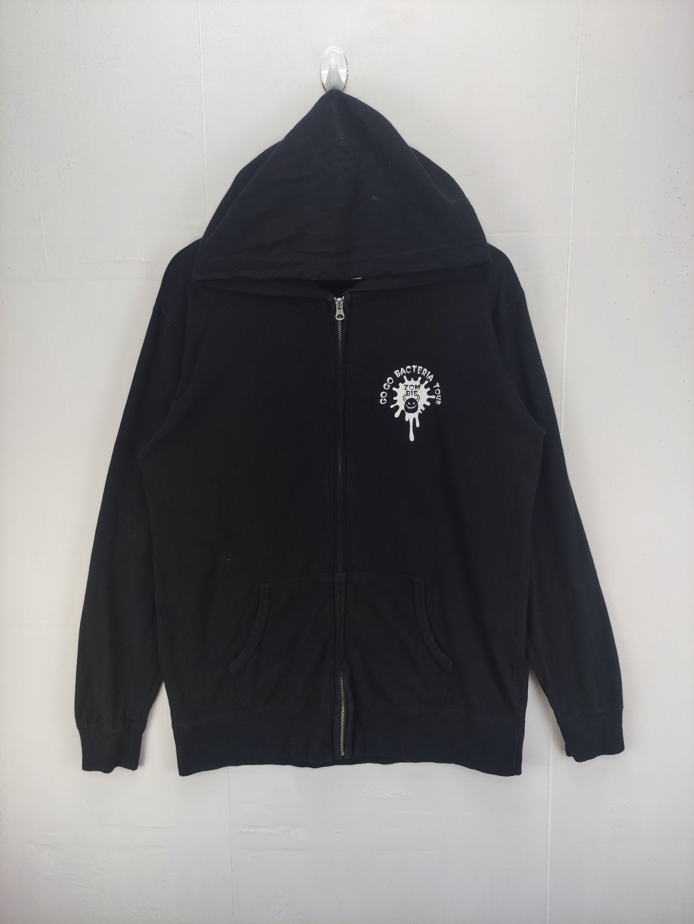 image of Vintage Go Go Bacteria Tour Sweater Hoodie Zipper in Black, Men's (Size Medium)