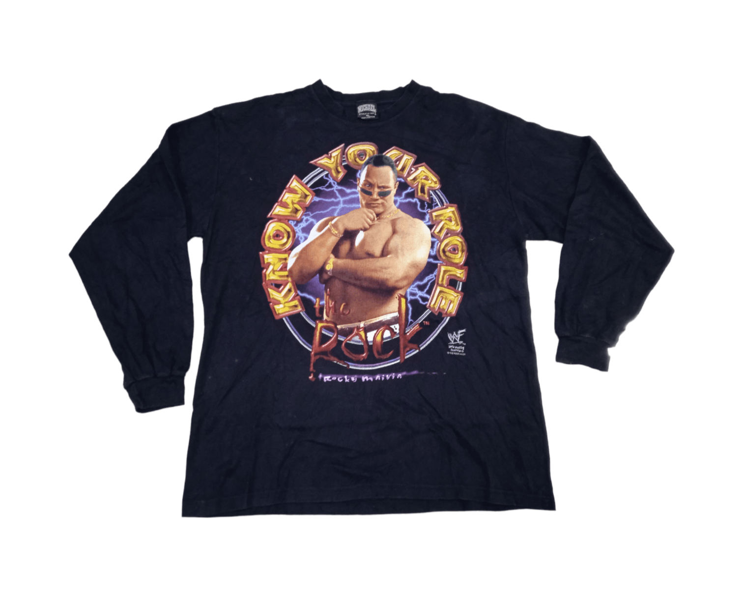 WWF Vintage 90s WWF The Rock Longsleeve T-Shirt Michael Size US L / EU 52-54 / 3 - 1 Thumbnail