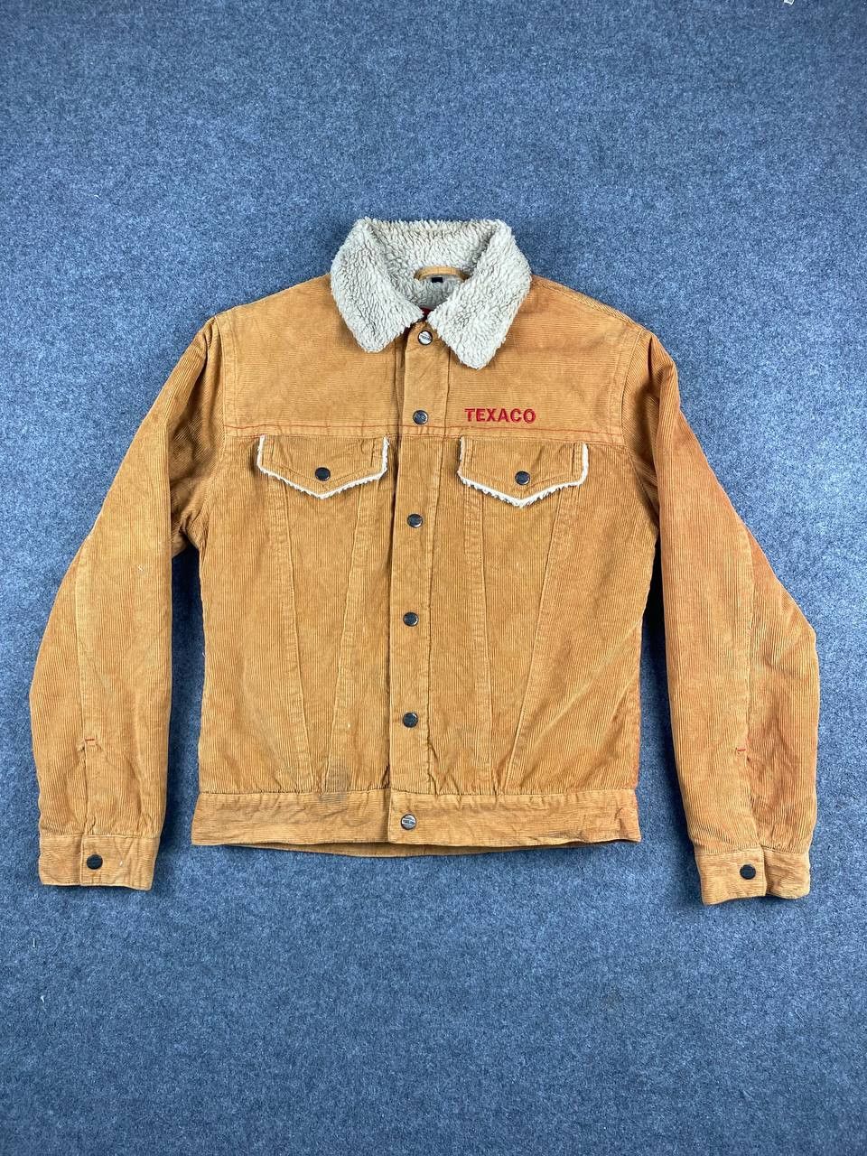 image of Avant Garde x Racing Vintage Texaco Velvet Corduroy Sherpa Jacket Nice Design in Brown (Size Medium