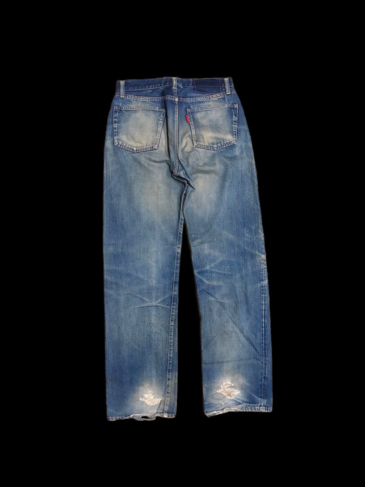 Japanese Brand HR MARKET WASHED BLUE SELVEDGE DISTRESSED JEANS Size US 29 - 2 Thumbnail