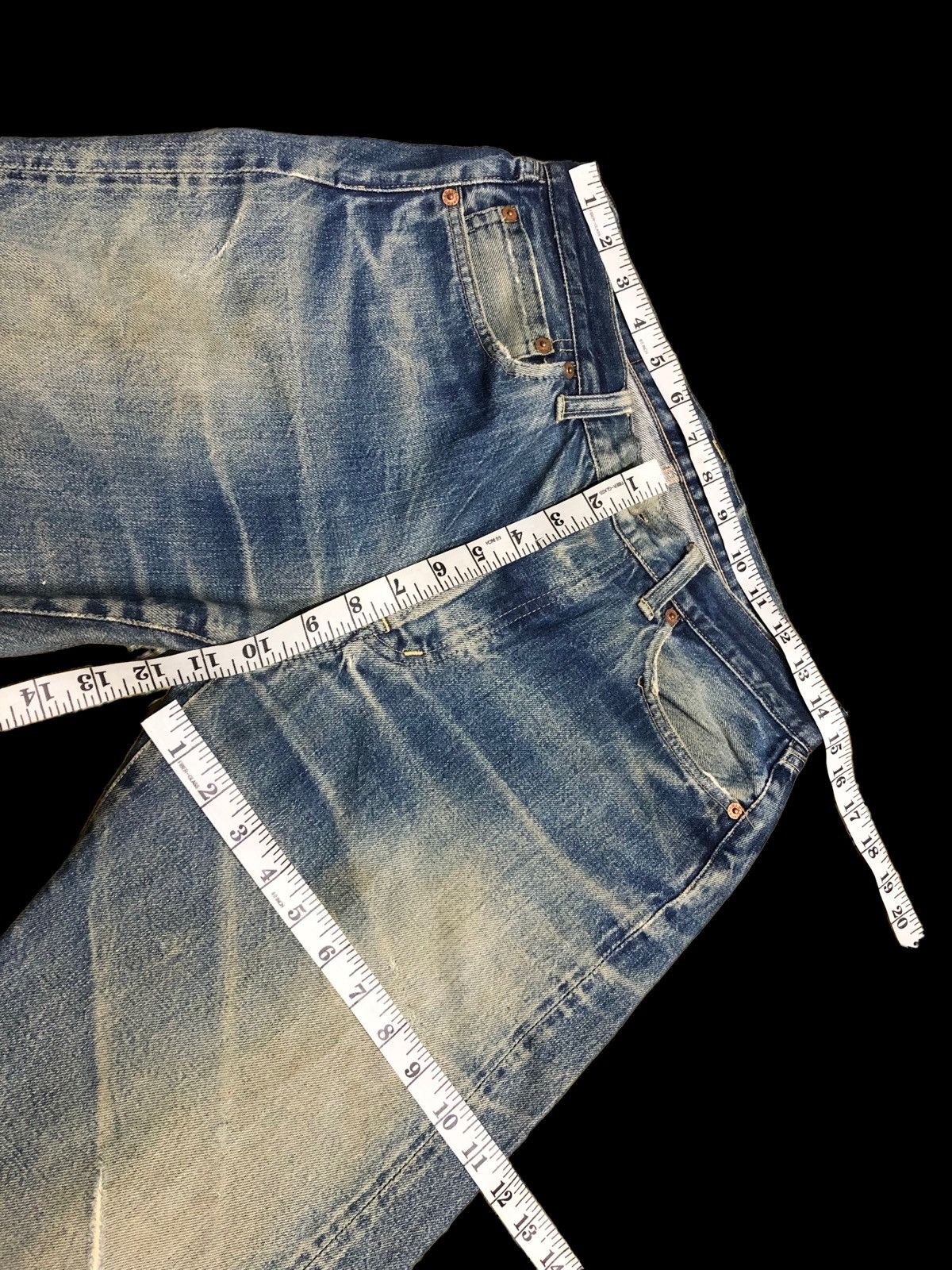 Japanese Brand HR MARKET WASHED BLUE SELVEDGE DISTRESSED JEANS Size US 29 - 14 Thumbnail