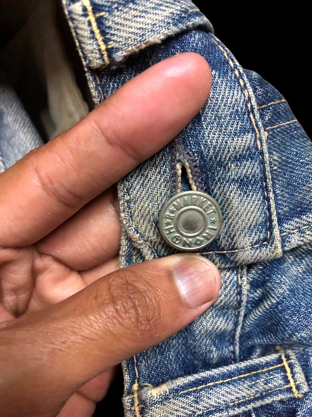 Japanese Brand HR MARKET WASHED BLUE SELVEDGE DISTRESSED JEANS Size US 29 - 10 Thumbnail