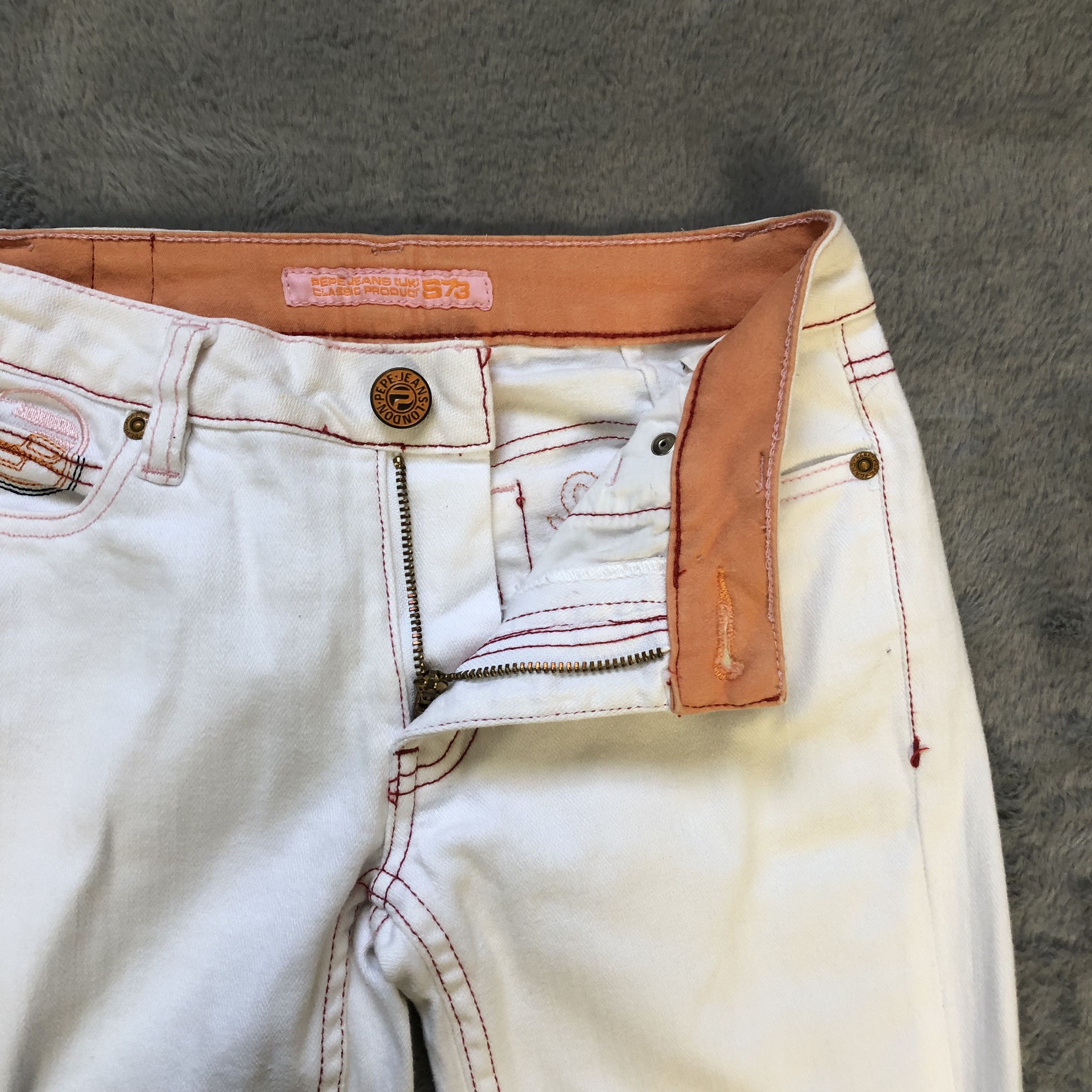 Japanese Brand FLARE PEPE JEANS LONDON WHITE JEANS #5979-216 Size 24" / US 00 / IT 34 - 6 Thumbnail