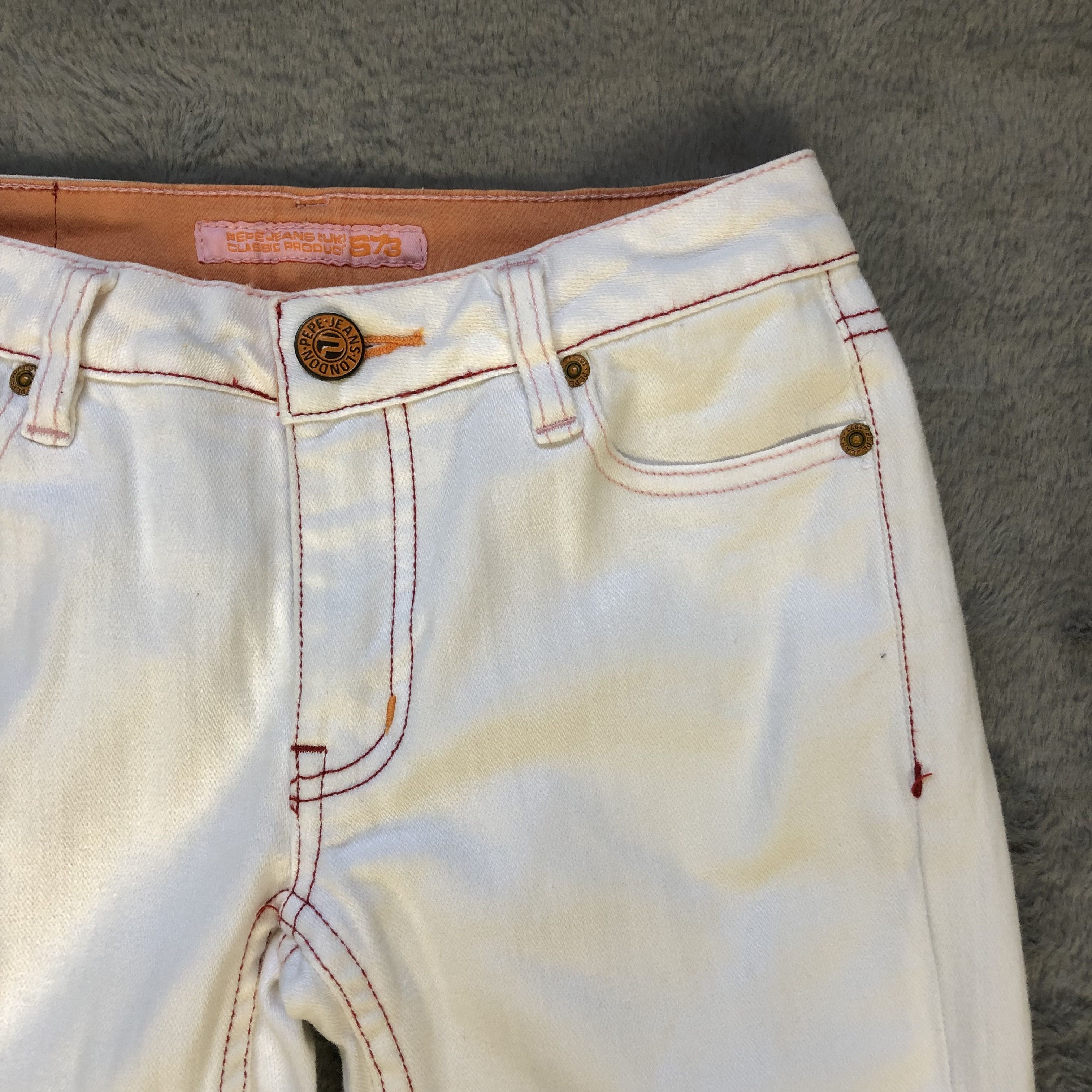Japanese Brand FLARE PEPE JEANS LONDON WHITE JEANS #5979-216 Size 24" / US 00 / IT 34 - 4 Thumbnail