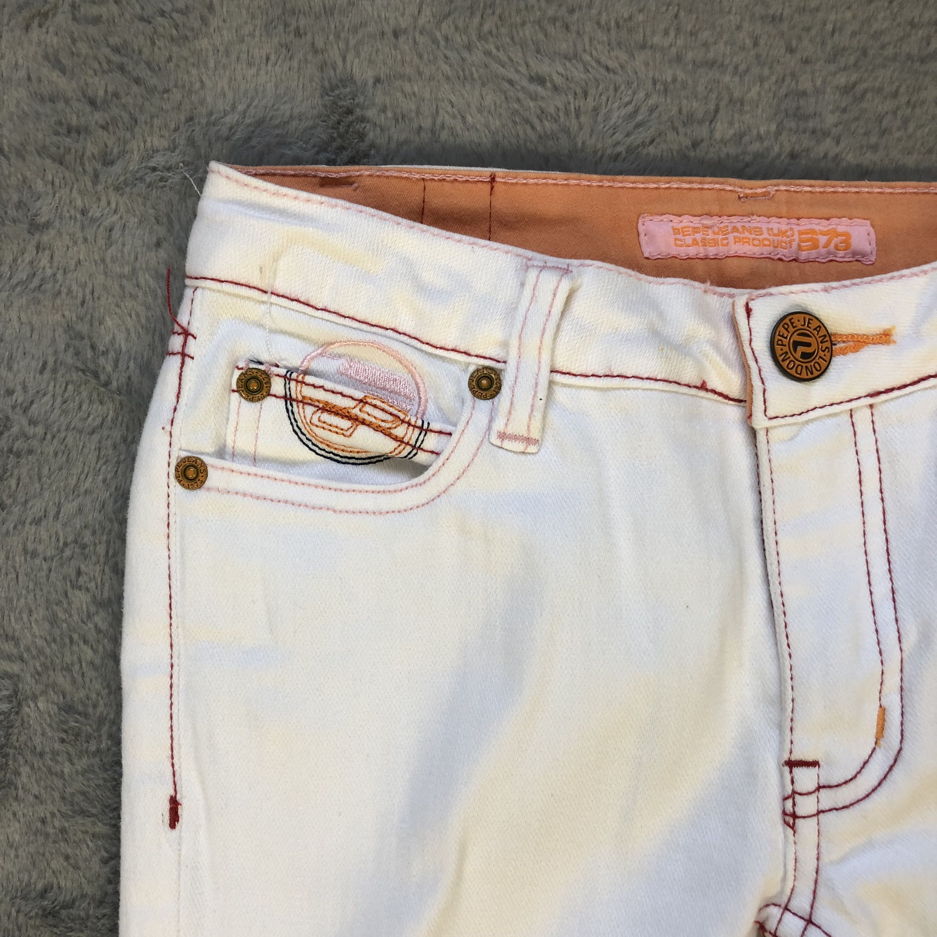 Japanese Brand FLARE PEPE JEANS LONDON WHITE JEANS #5979-216 Size 24" / US 00 / IT 34 - 3 Thumbnail