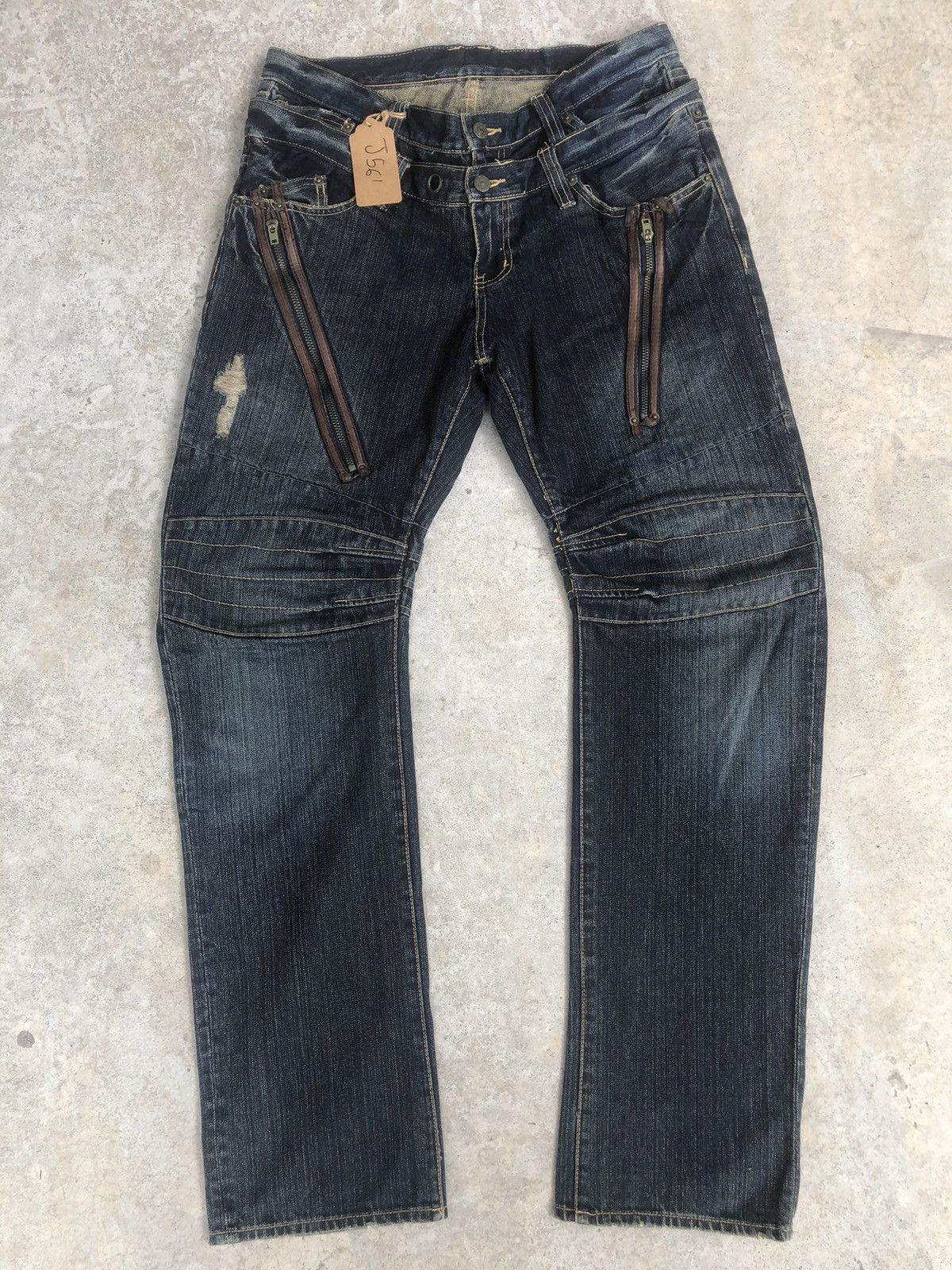 PPFM PPFM Double Waist Distressed Jeans Bikers Size US 34 / EU 50 - 1 Thumbnail