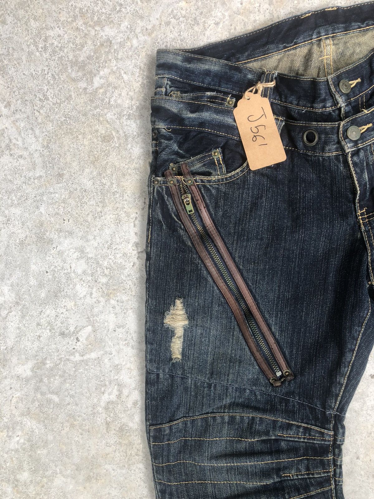 PPFM PPFM Double Waist Distressed Jeans Bikers Size US 34 / EU 50 - 4 Thumbnail