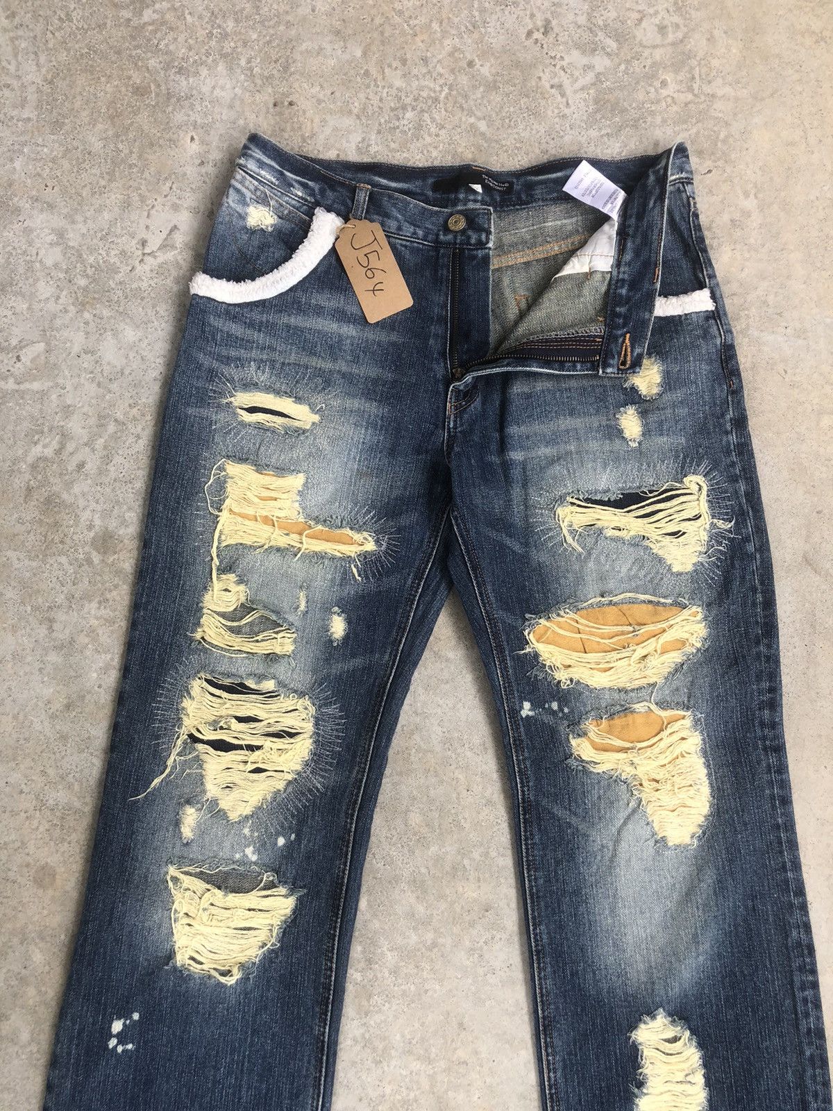 Who Decides War Rare Exhibitionist ttu Distressed Jeans Ripped Size US 33 - 3 Thumbnail