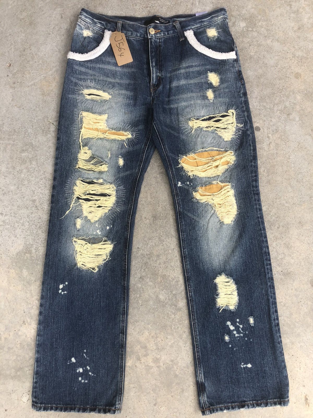 Who Decides War Rare Exhibitionist ttu Distressed Jeans Ripped Size US 33 - 1 Thumbnail
