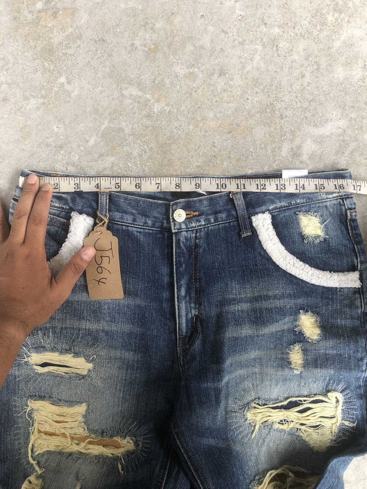 Who Decides War Rare Exhibitionist ttu Distressed Jeans Ripped Size US 33 - 16 Thumbnail