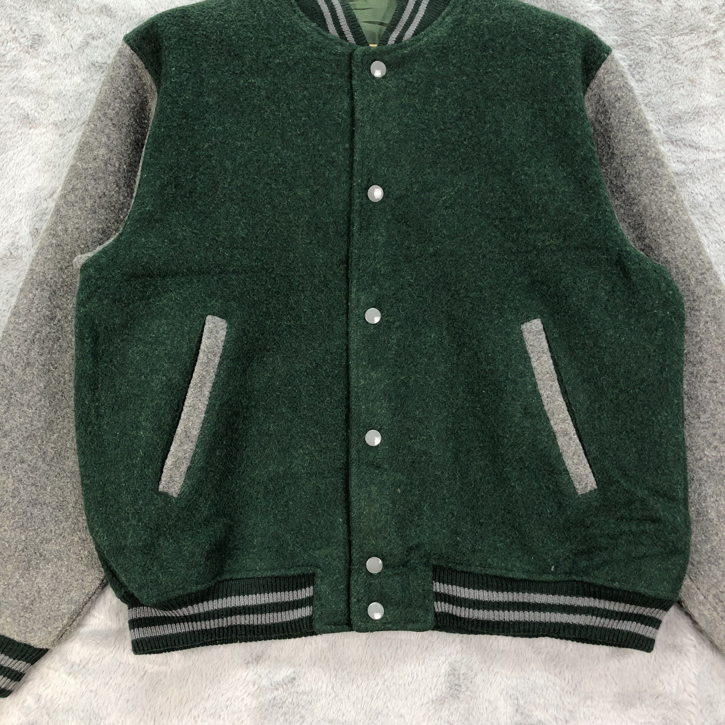 Other Vintage Made in Japan Wool Green Varsity Jacket #4842-173 Size US L / EU 52-54 / 3 - 3 Thumbnail