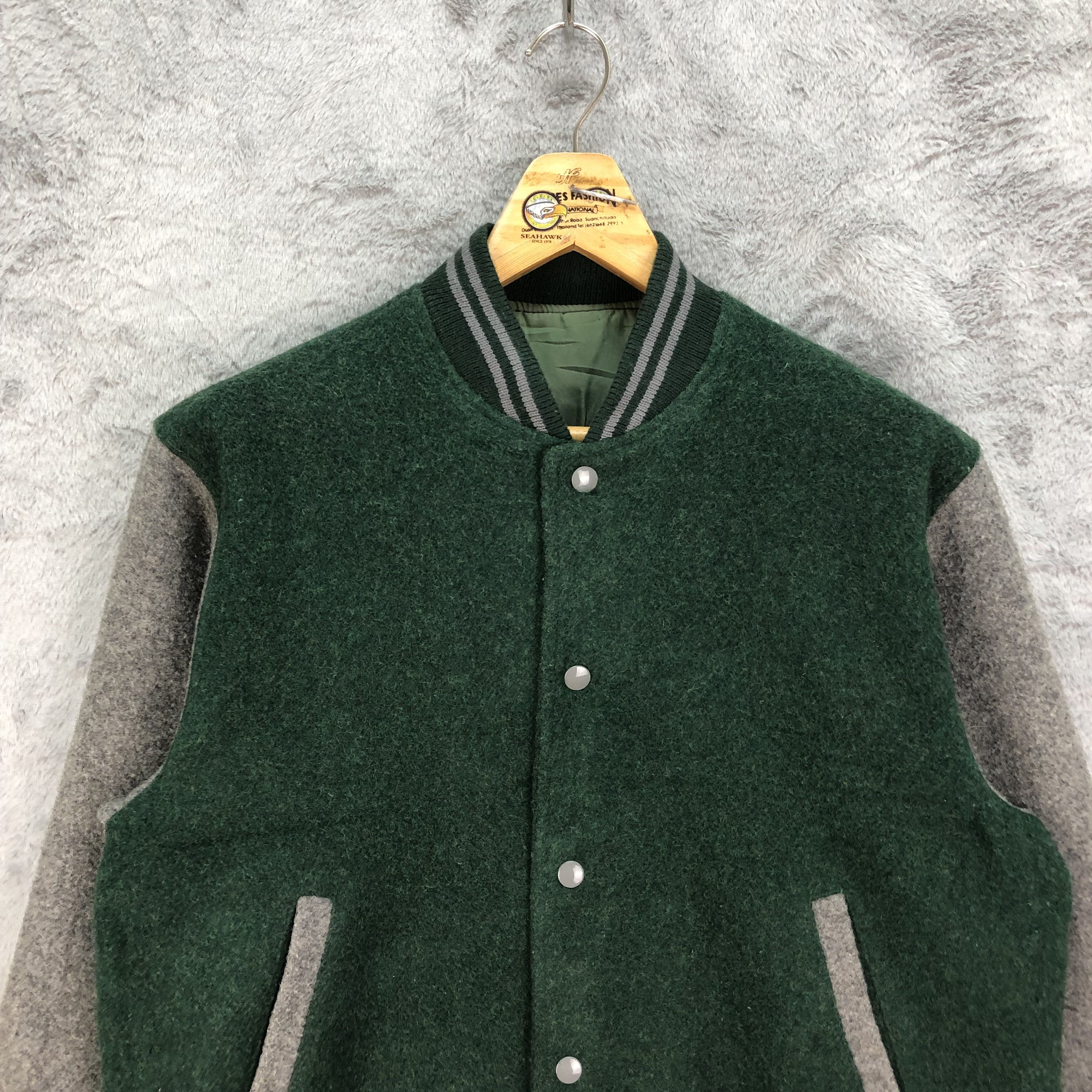 Other Vintage Made in Japan Wool Green Varsity Jacket #4842-173 Size US L / EU 52-54 / 3 - 2 Thumbnail