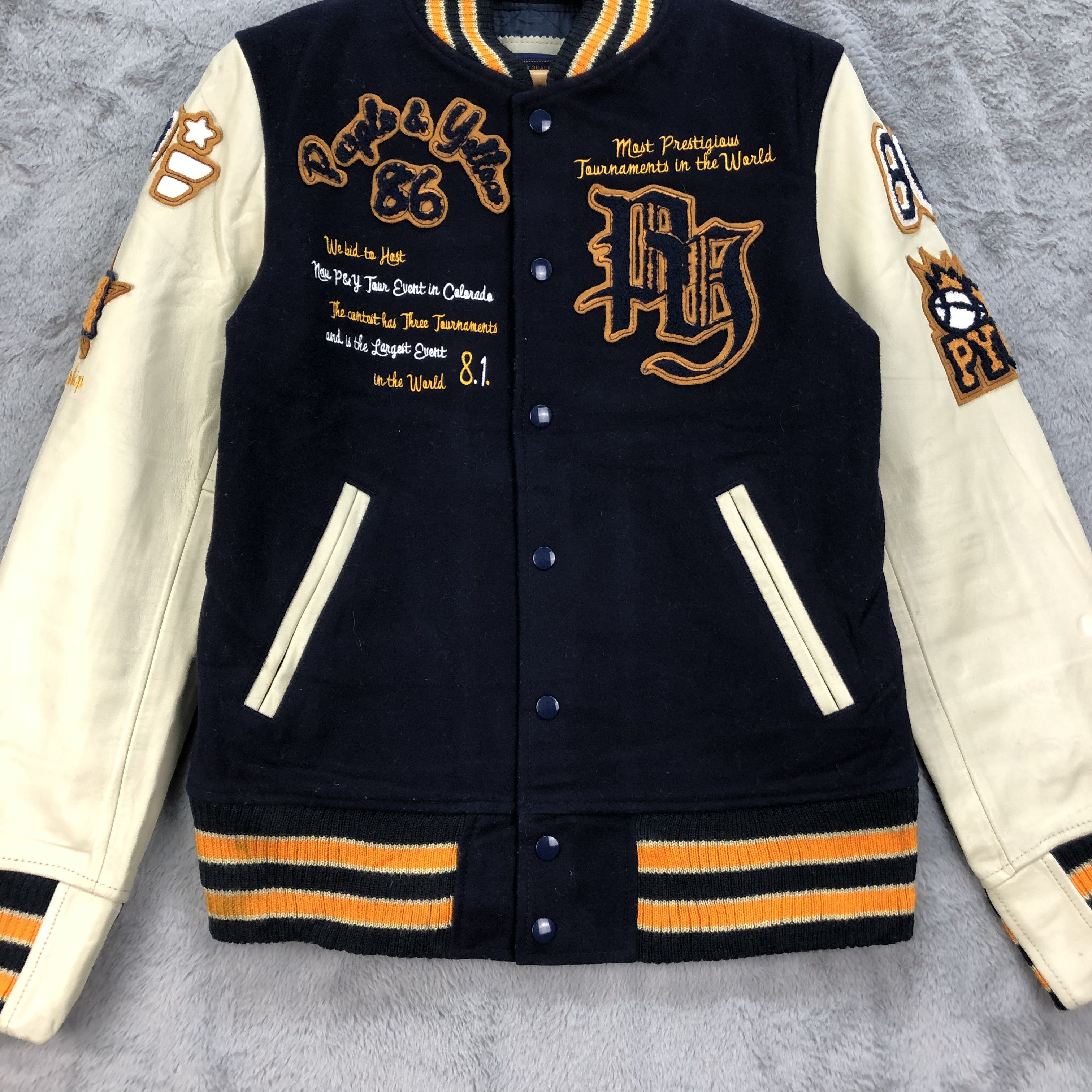 Other PURPLE & YELLOW Wool Leather Varsity Jacket #4783-169 Size US M / EU 48-50 / 2 - 4 Thumbnail