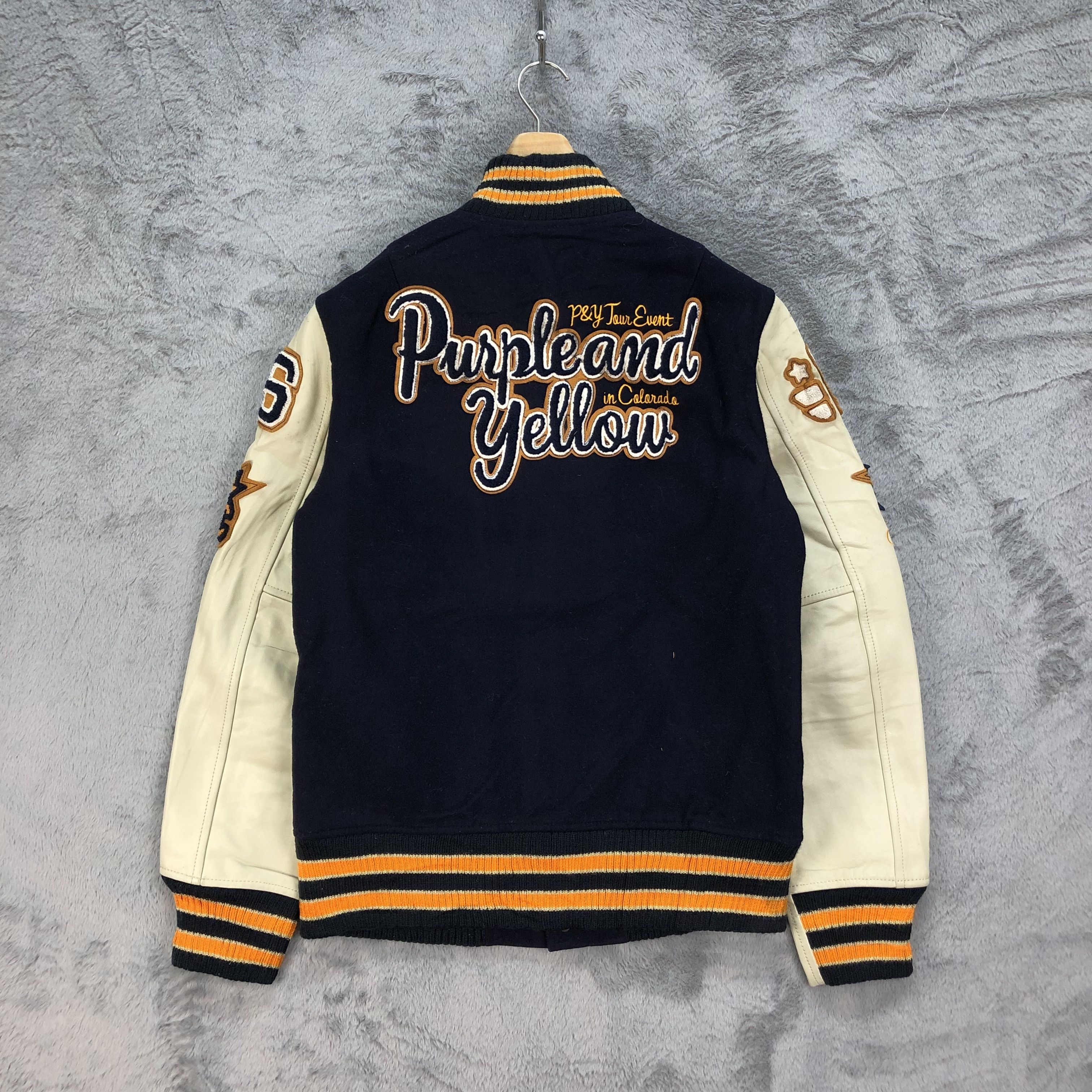 Other PURPLE & YELLOW Wool Leather Varsity Jacket #4783-169 Size US M / EU 48-50 / 2 - 14 Thumbnail