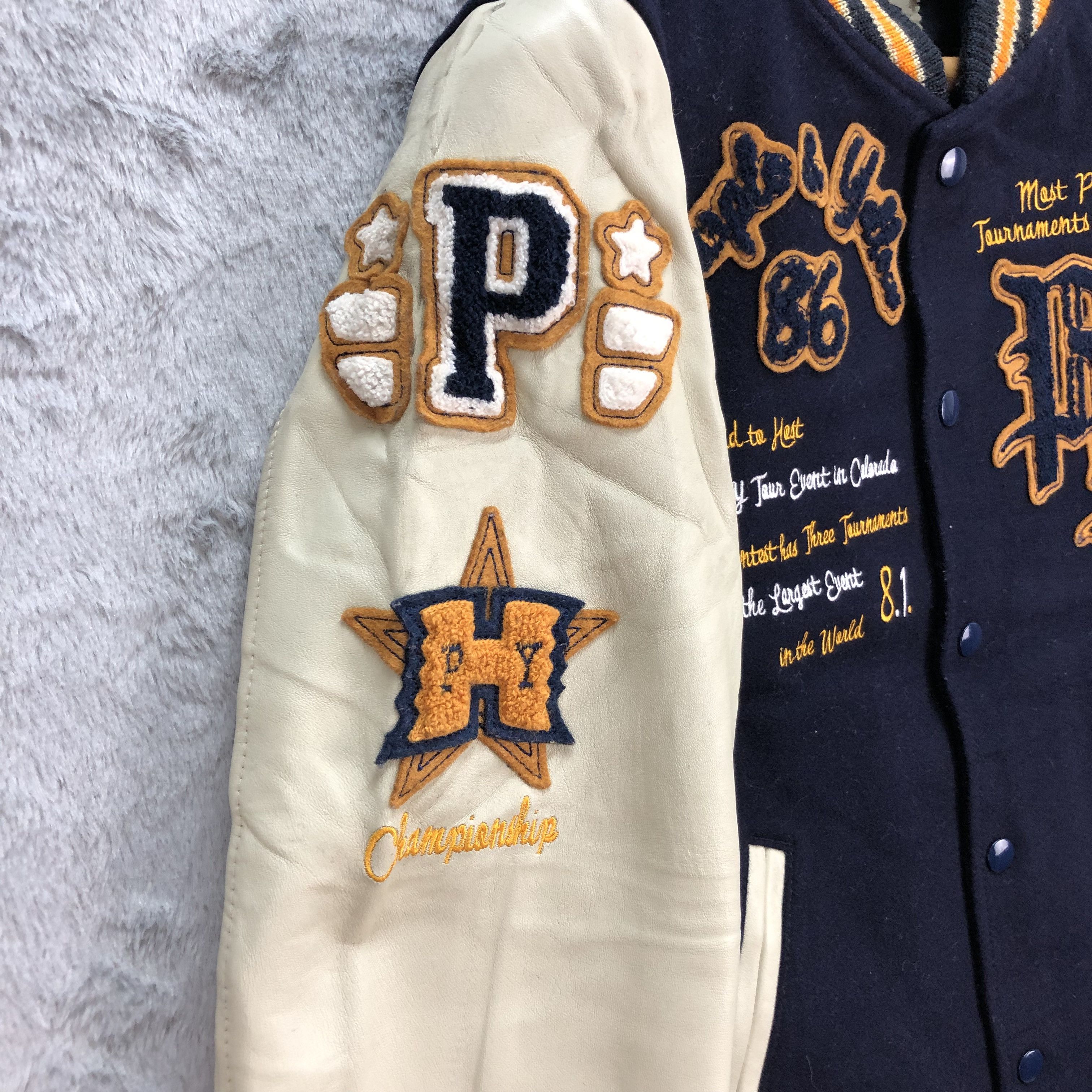 Other PURPLE & YELLOW Wool Leather Varsity Jacket #4783-169 Size US M / EU 48-50 / 2 - 7 Thumbnail