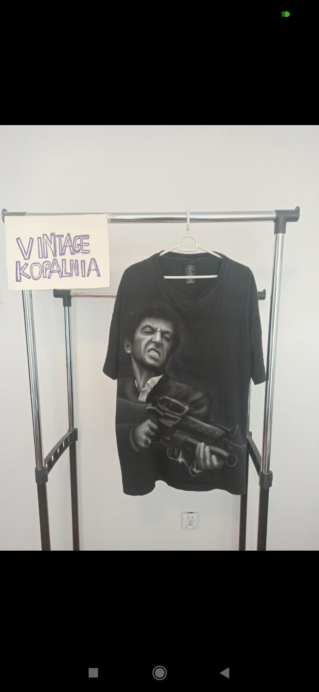 Image of Vintage Tony Montana Scarface T-Shirt 90's All Over Print Gun in Black, Men's (Size XL)