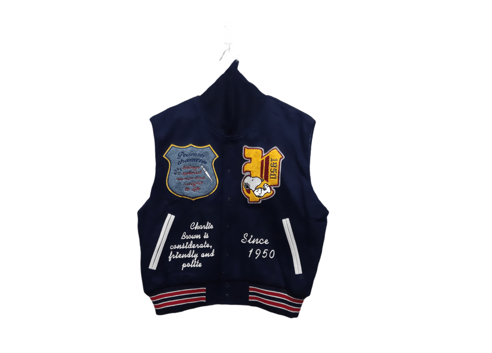 Anime Vintage Peanuts 1950s Varsity Jacket Sleeveless Size US M / EU 48-50 / 2 - 2 Thumbnail