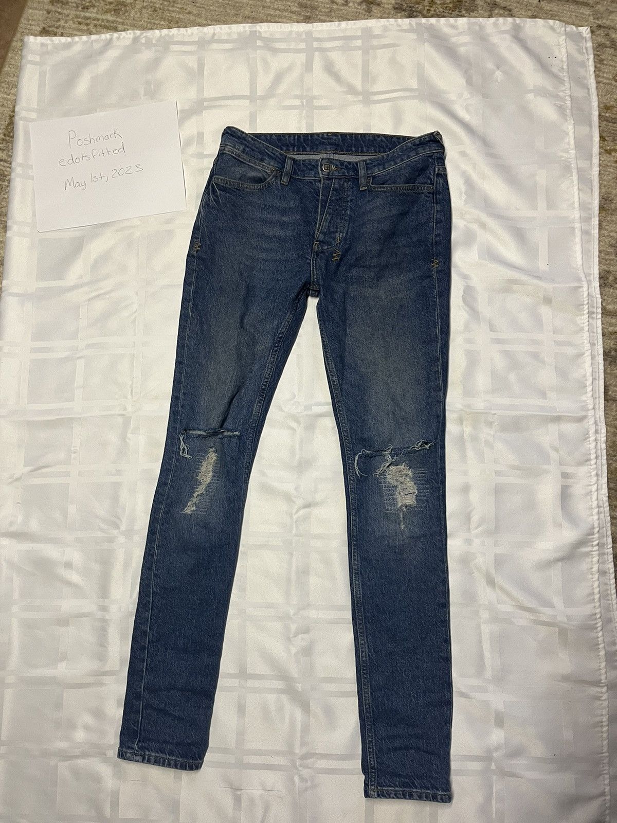 image of Ksubi Van Winkle Blazed Trashed Jeans in Blue, Men's (Size 30)