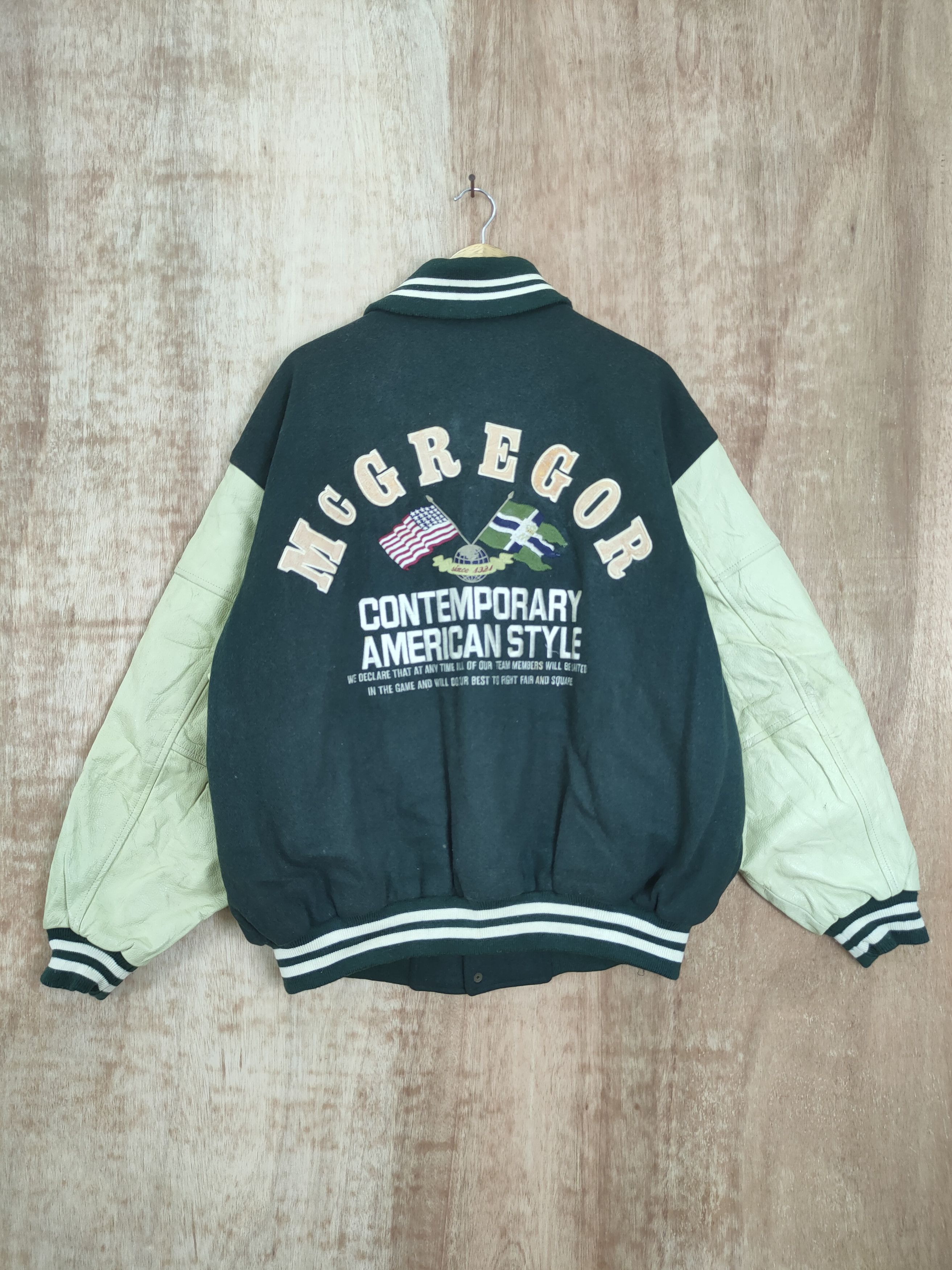 image of Mcgregor Contemporary American Style Varsity Jacket 4206Dla in Green, Men's (Size XL)