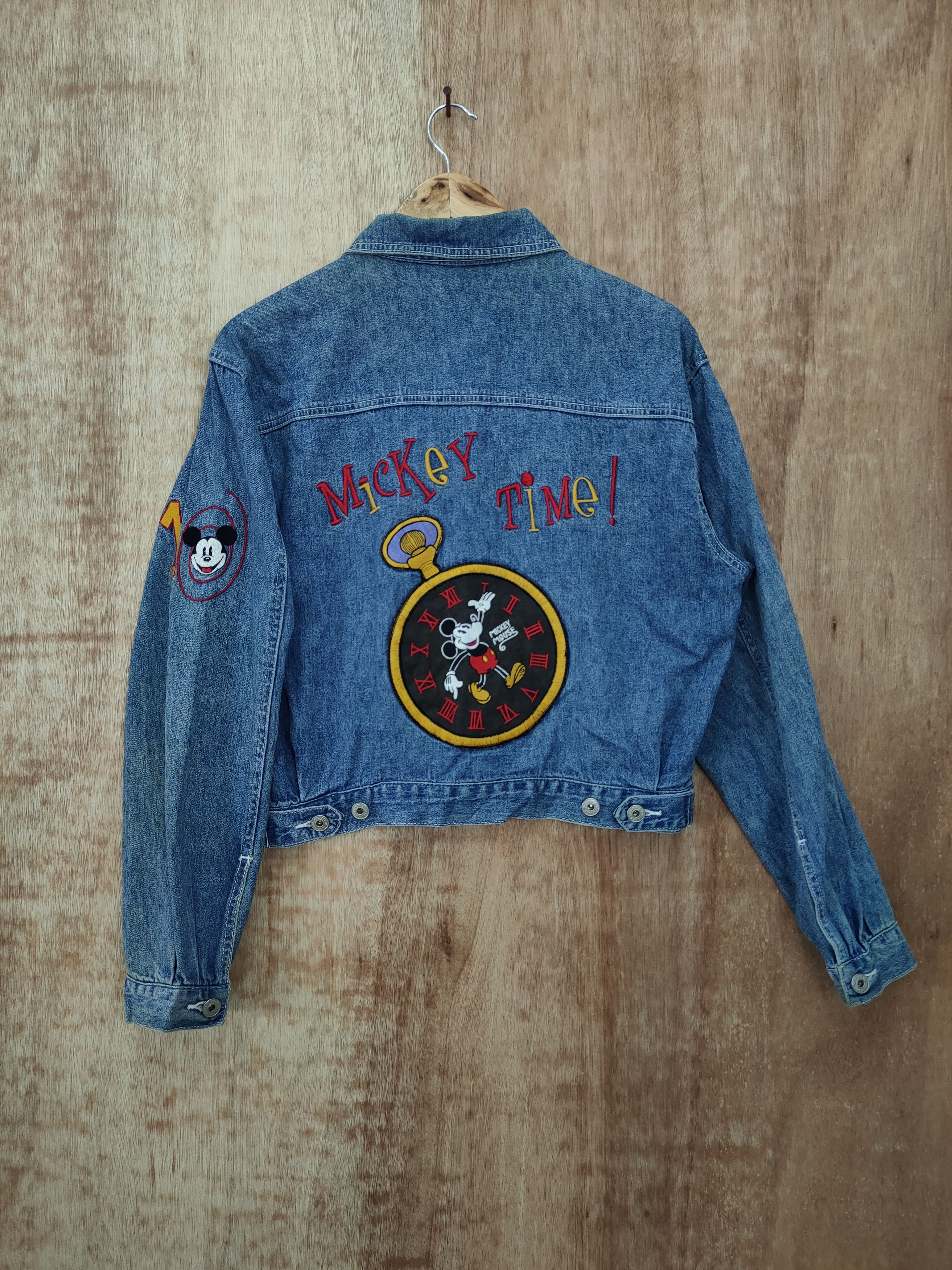 DLL mickey mouse disney denim cropped jacket vintage #46-112