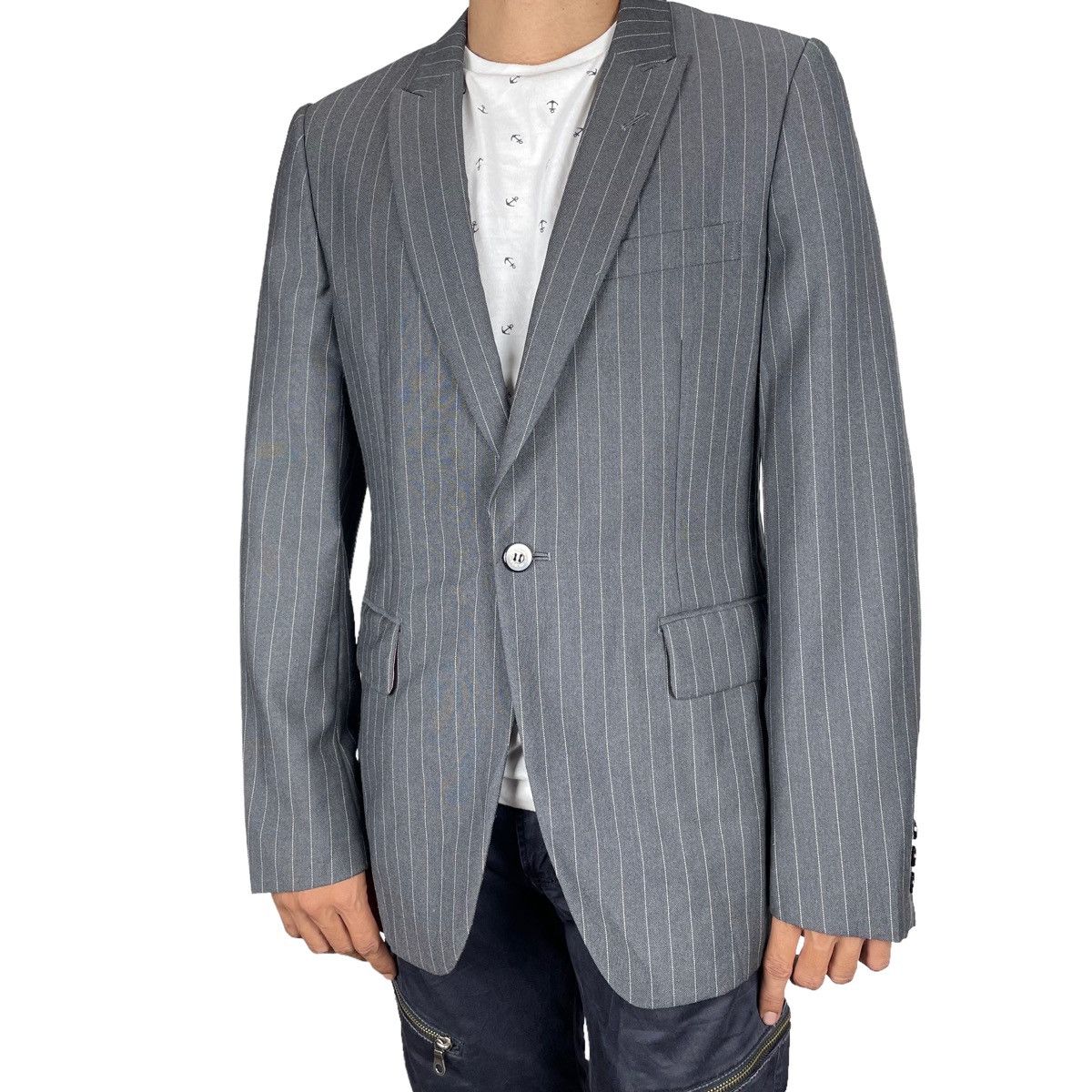 Comme des Garcons Homme Plus 🌟CDG HOMME PLUS SS 2004 STRIPED MOHAIR BALZER COAT Size US S / EU 44-46 / 1 - 2 Thumbnail