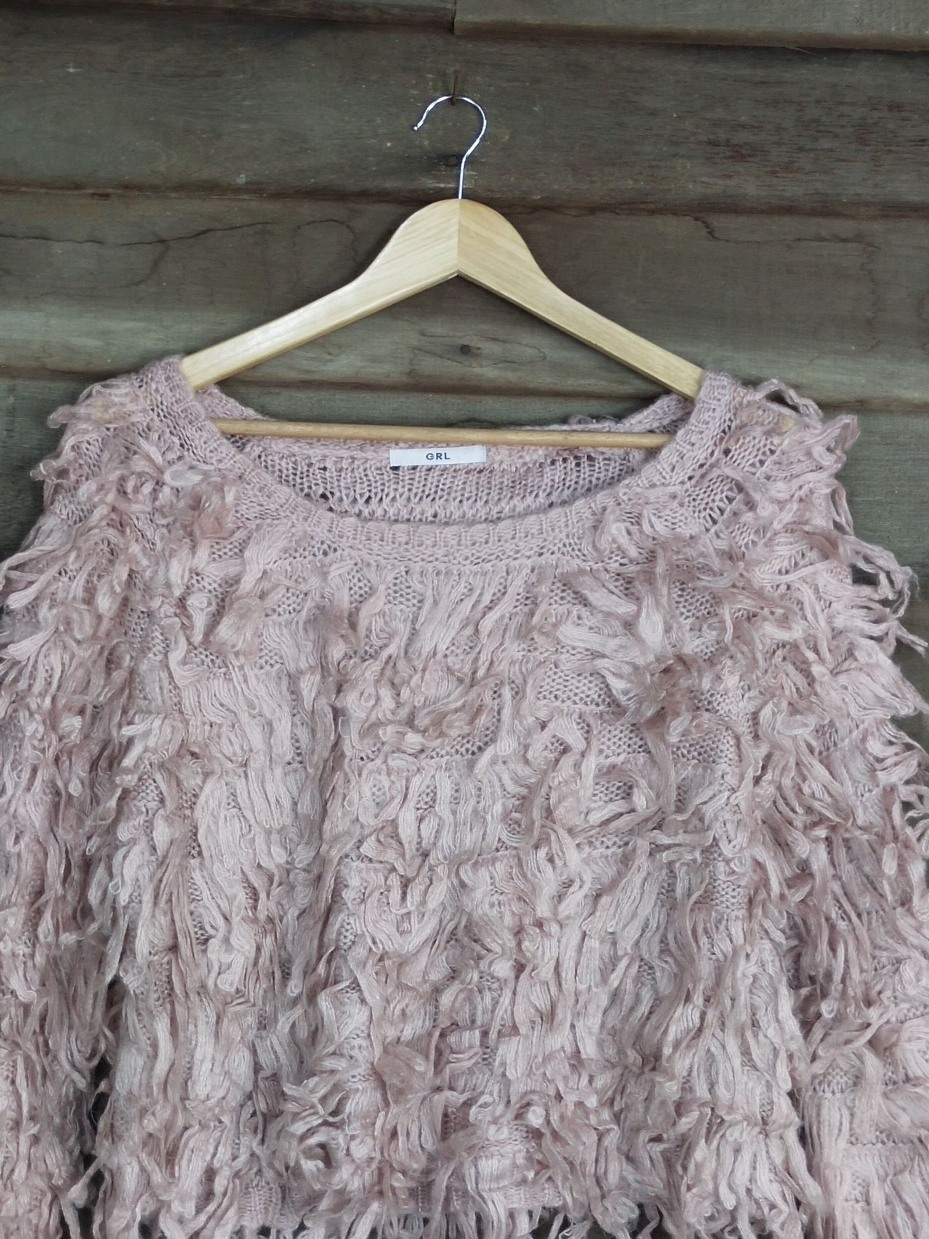 Homespun Knitwear × Japanese Brand GRL shag shaggy mohair pink knitwear #S215 Size US S / EU 44-46 / 1 - 2 Thumbnail