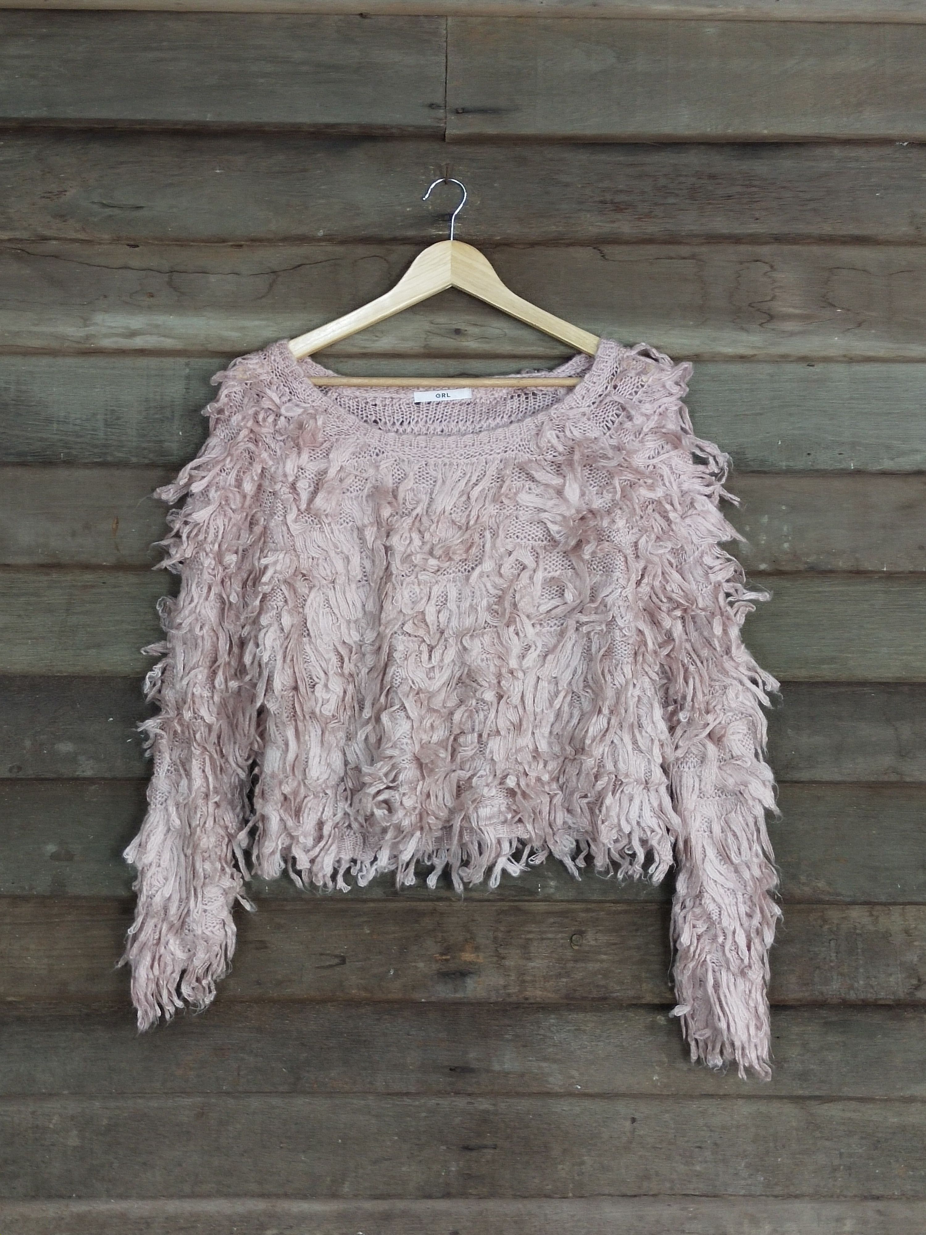 Homespun Knitwear × Japanese Brand GRL shag shaggy mohair pink knitwear #S215 Size US S / EU 44-46 / 1 - 1 Thumbnail