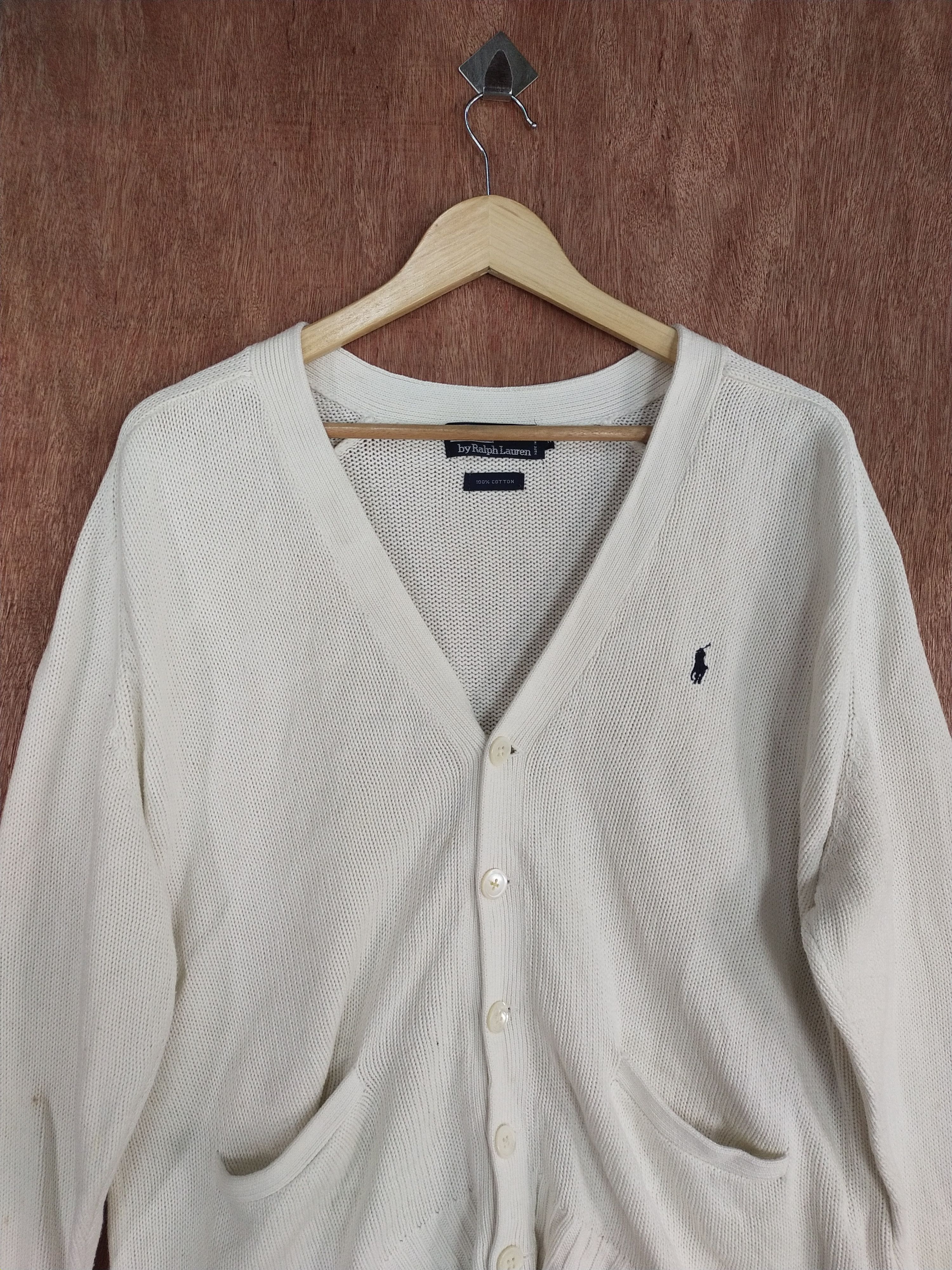 Japanese Brand DL Polo Ralph Lauren white cardigan knitwear #H282 Size US M / EU 48-50 / 2 - 2 Thumbnail