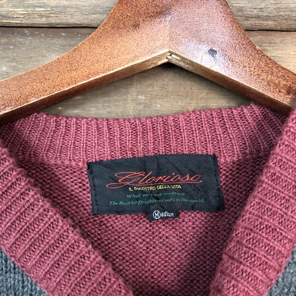 Japanese Brand Glorioso Maroon SK Club Red Knitwear #014 Size US M / EU 48-50 / 2 - 7 Thumbnail