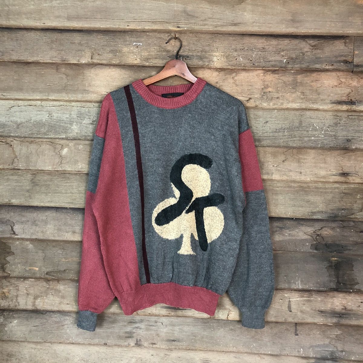 Japanese Brand Glorioso Maroon SK Club Red Knitwear #014 Size US M / EU 48-50 / 2 - 1 Thumbnail
