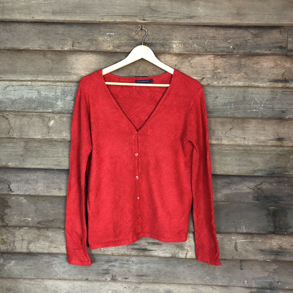 Japanese Brand Pop Oops Red Cardigan knitwear vintage #H055 Size US M / EU 48-50 / 2 - 1 Thumbnail