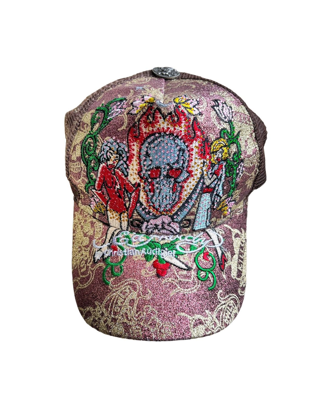 Christian Audigier OG Ed Hardy Swarovski Bling Women & Skulls Mesh Cap Hat Size ONE SIZE - 1 Thumbnail