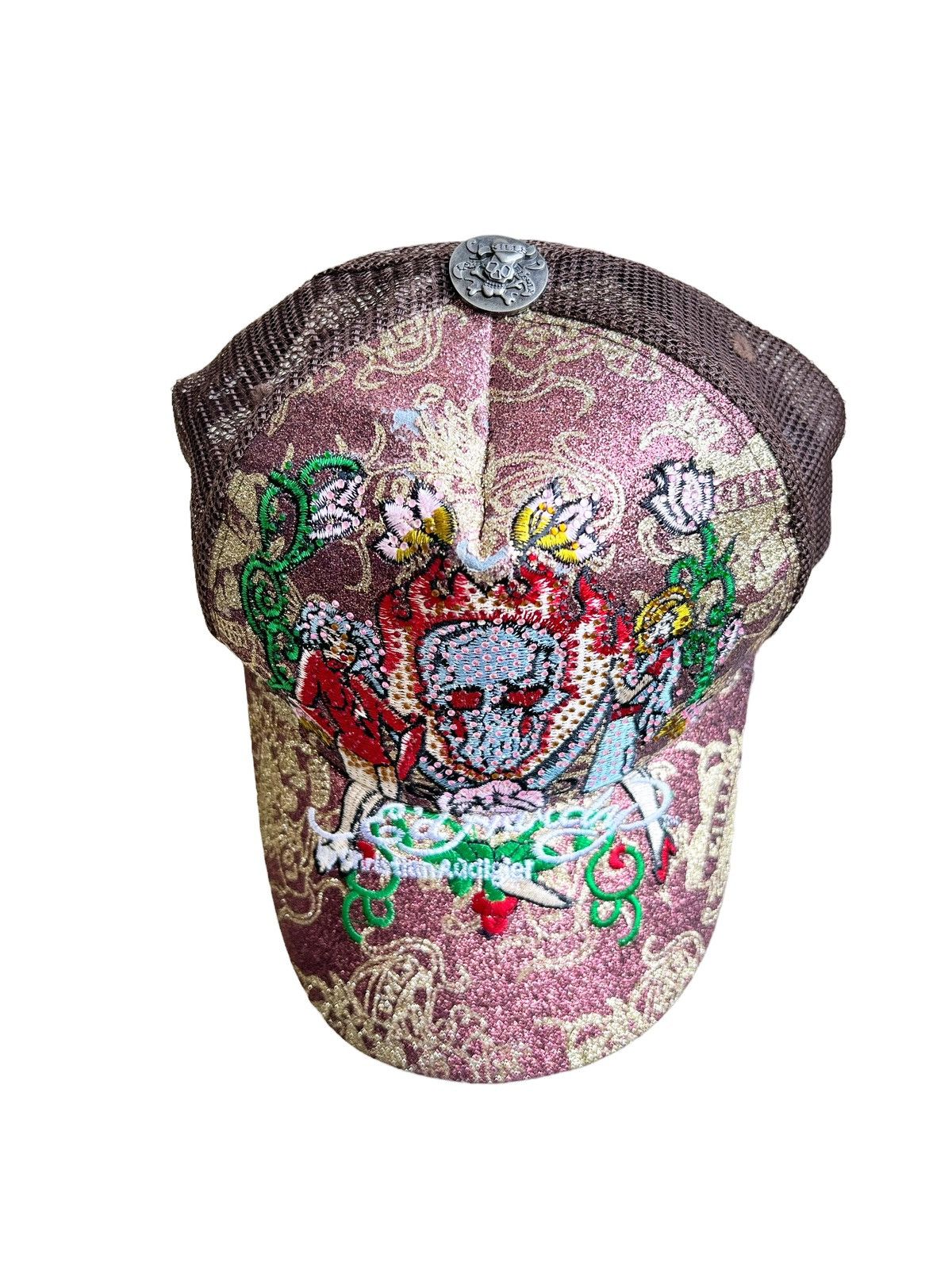 Christian Audigier OG Ed Hardy Swarovski Bling Women & Skulls Mesh Cap Hat Size ONE SIZE - 3 Thumbnail