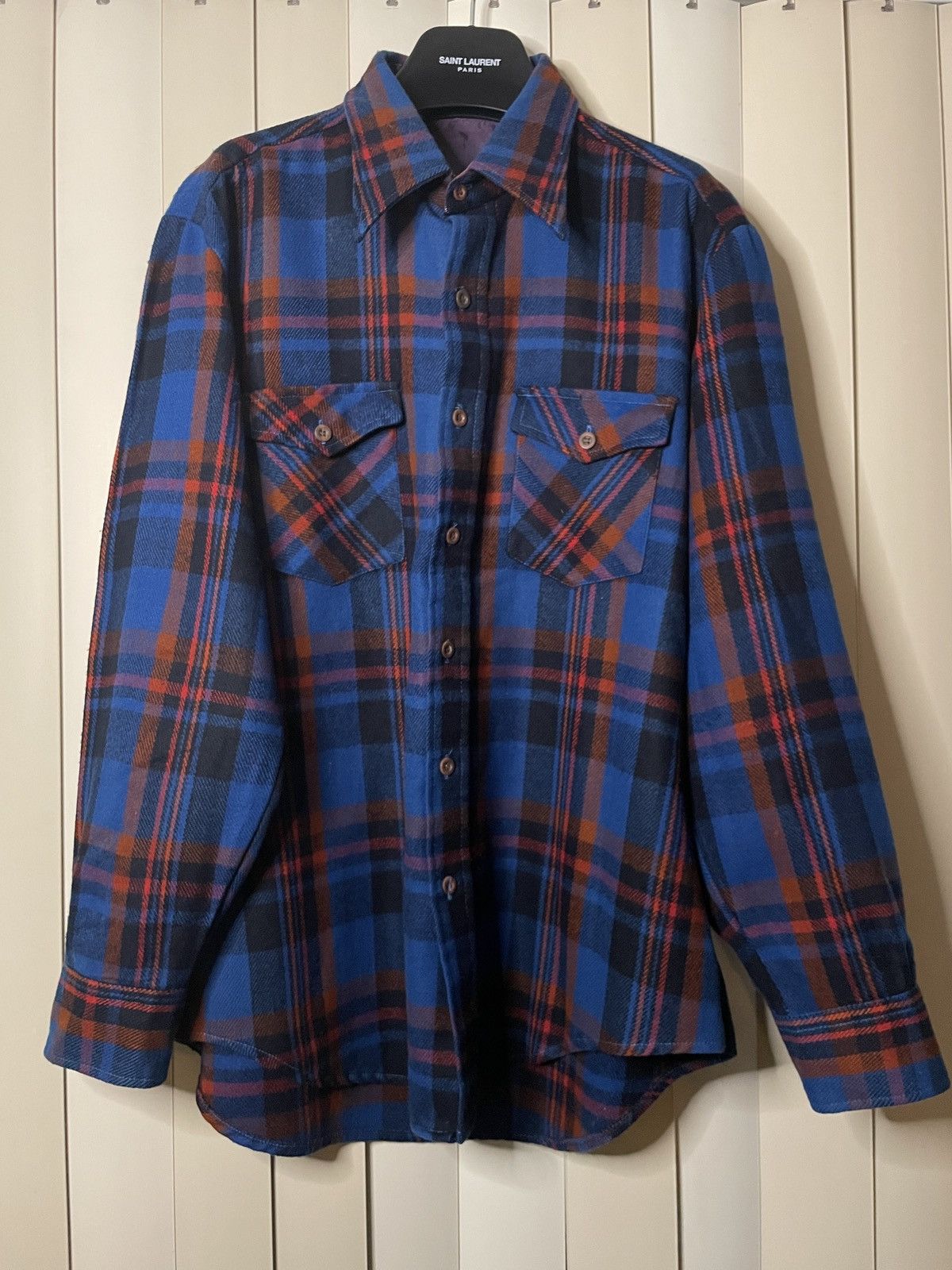 image of 00S Grunge Oversized Blue Red Flannel, Men's (Size Medium)