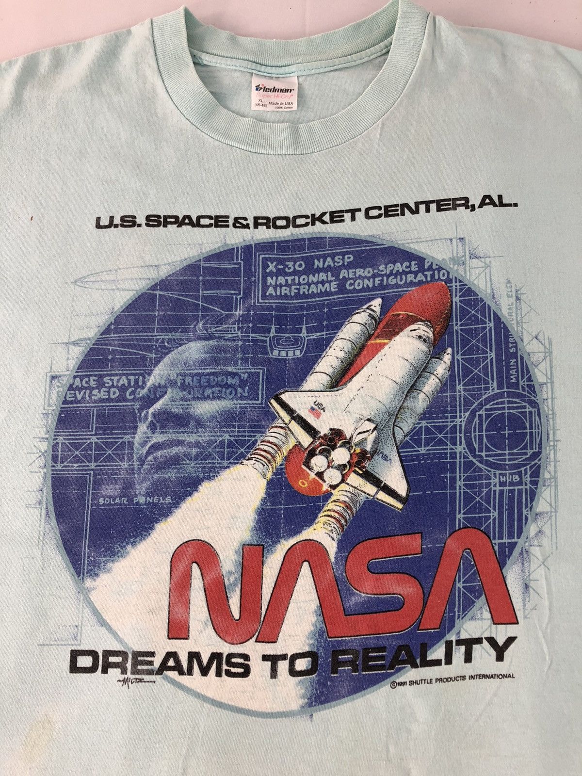 NASA 90s Stedman Tag NASA Shuttle US Space Centre Big Screen Tee Size US XL / EU 56 / 4 - 4 Thumbnail