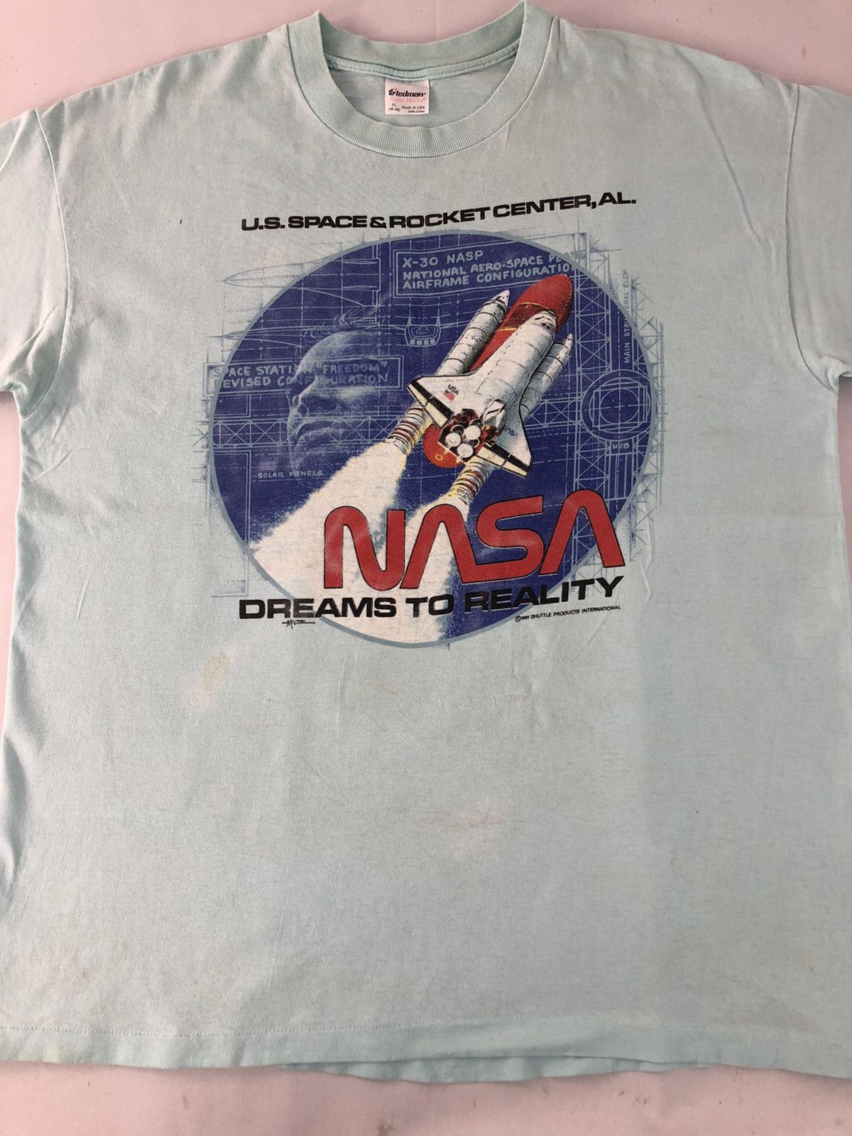 NASA 90s Stedman Tag NASA Shuttle US Space Centre Big Screen Tee Size US XL / EU 56 / 4 - 3 Thumbnail