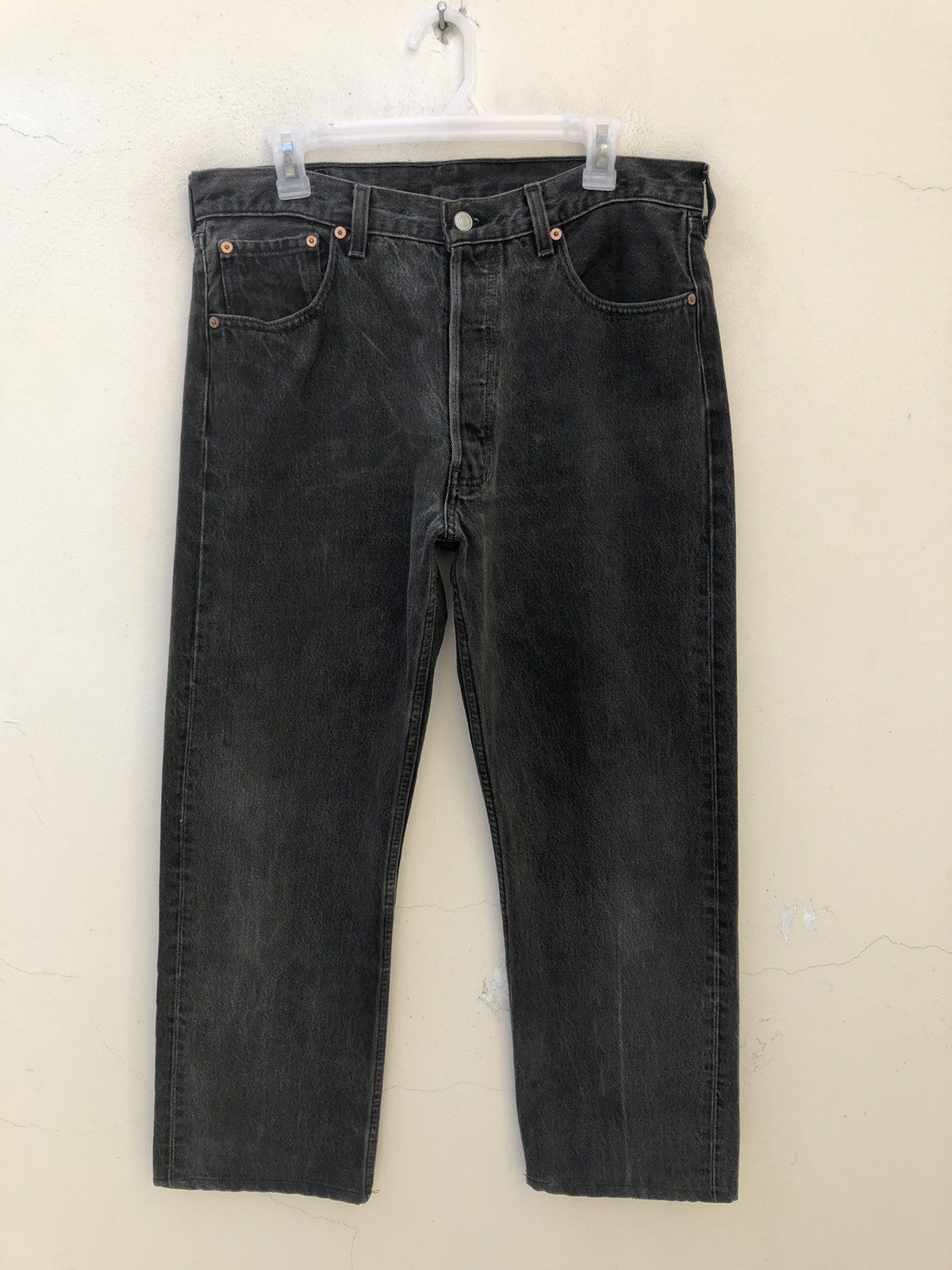 image of Levis x Made In USA Vintage 1995 Levi’S 501 Jeans Made In Usa Faded Black Denim, Men's (Size 34)